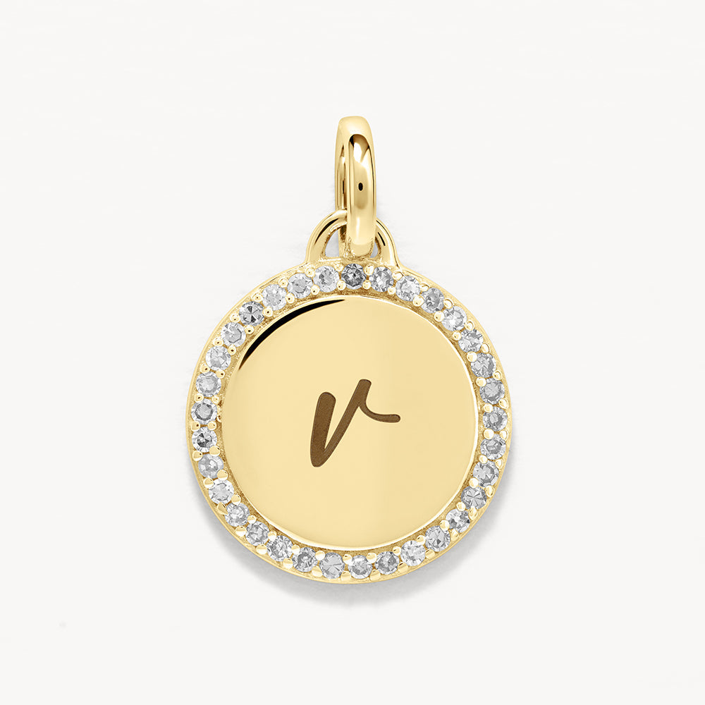 10k Gold Engravable Diamond Disc Necklace - Personalized Jewelry Gift for Women, Perfect for Anniversaries, Birthdays & Special Occasions