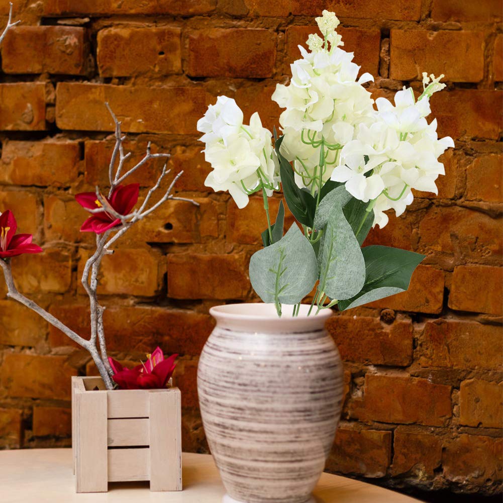 Liyeehao Artificial Hydrangea Flowers - 5 Heads Plastic Wedding Decor, Office Party, Dining & Conference Table Centerpiece, Home & Garden Decoration