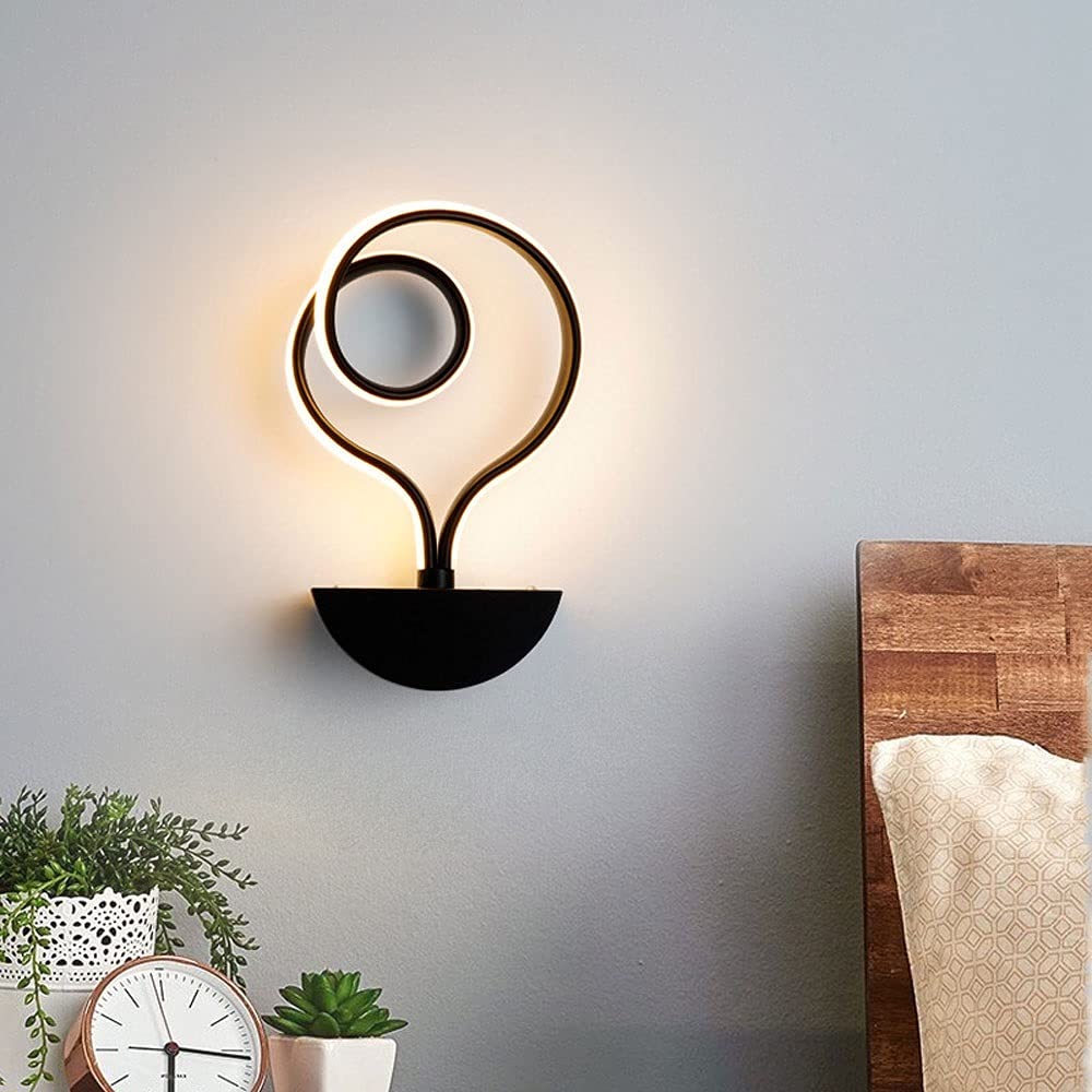 Modern LED Wall Sconce with Curved Design - Acrylic Shade & Iron Frame Geometric Wall Light Fixture - Indoor Wall Wash Lighting for Living Room, Bedroom, Corridor - Perfect for Ambient Lighting, Accent Wall Illumination, and Headboard Lighting