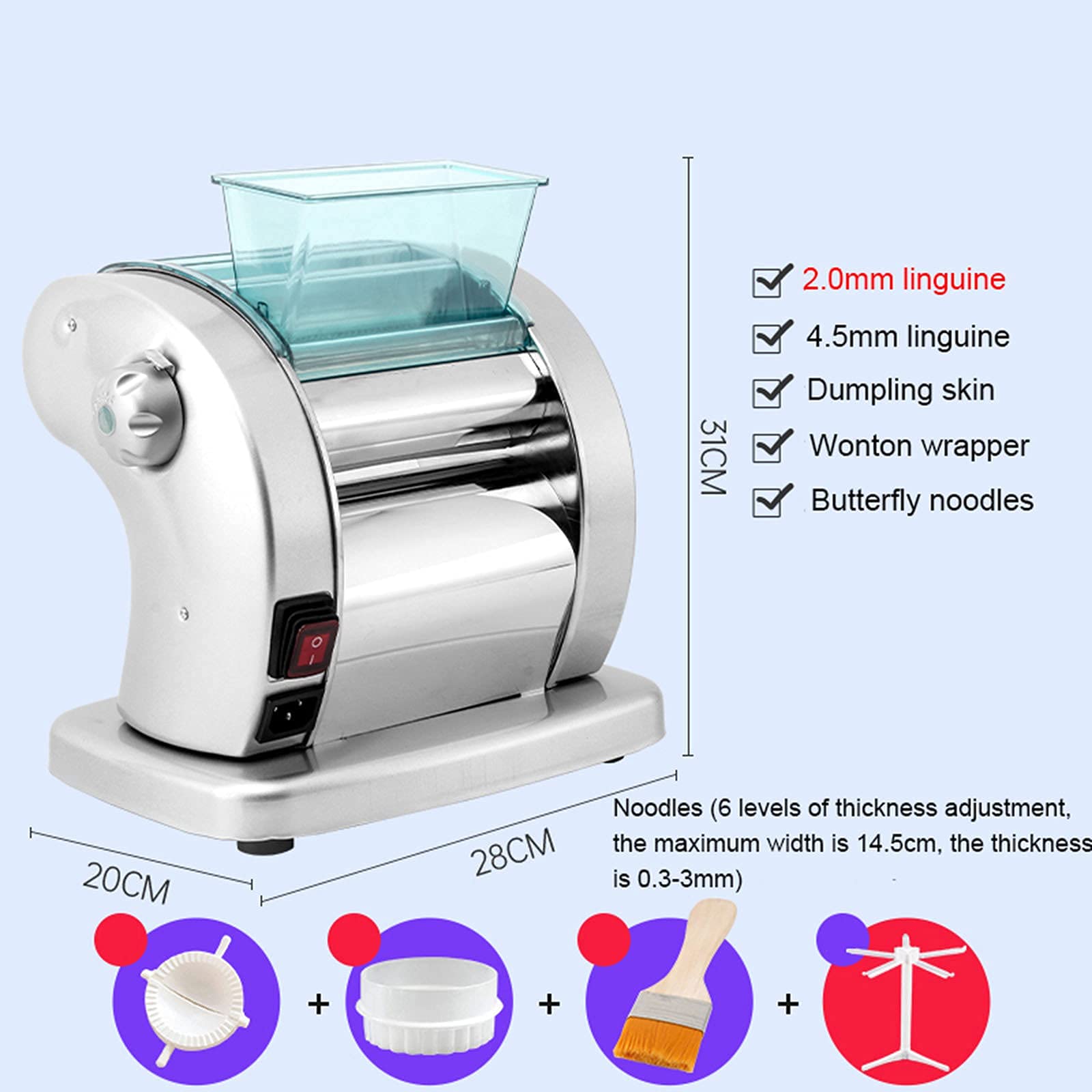 Electric Pasta Maker Machine - Stainless Steel Noodle Maker & Spaghetti Roller Press for Homemade Pasta | Perfect for Italian Cuisine, Family Dinners & Kitchen Gifts