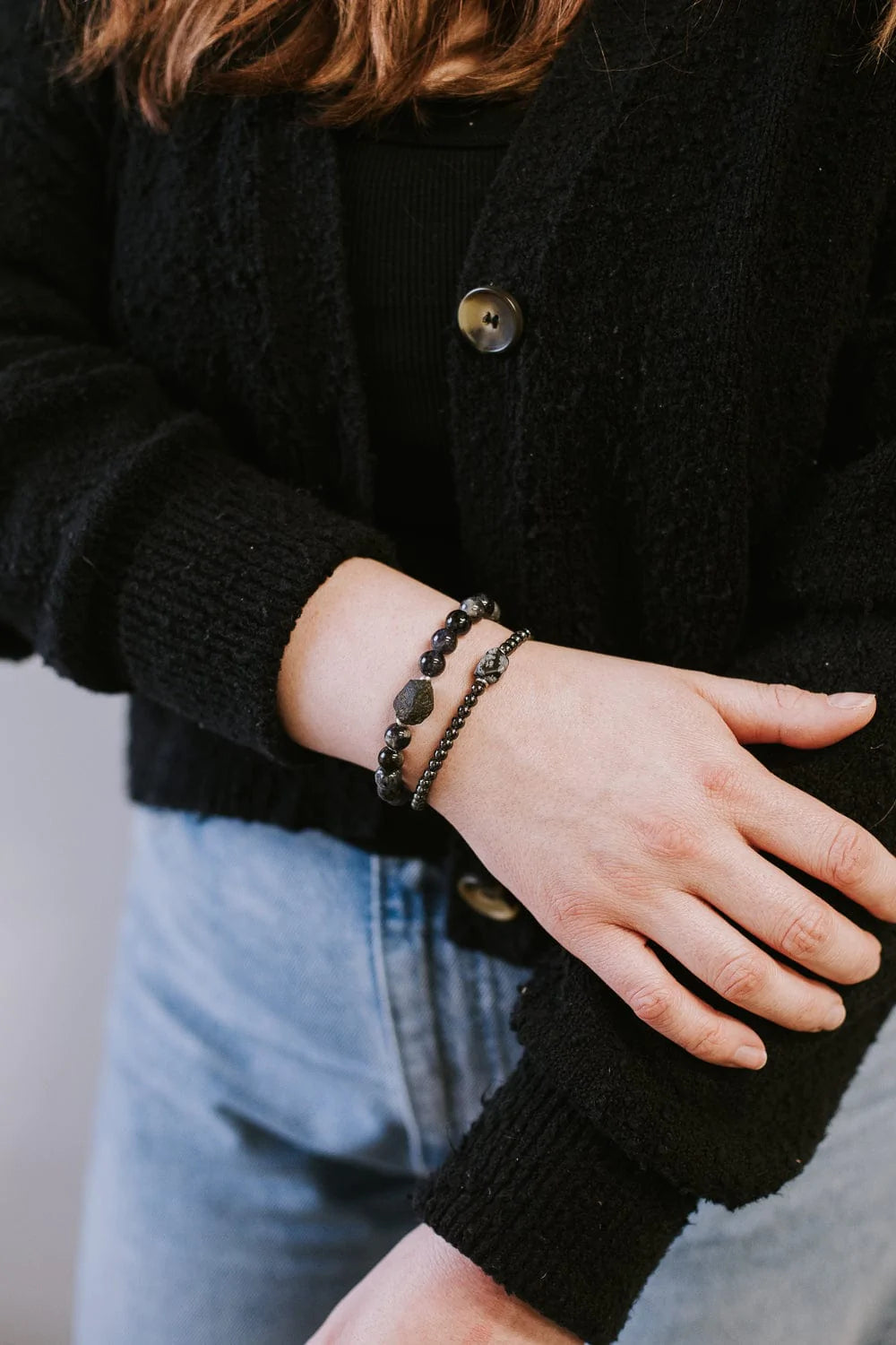 Hematite & Obsidian Lunar Bracelet for Women - Healing Crystal Energy Bracelet for Protection, Balance & Positive Vibes | Perfect for Meditation, Yoga & Spiritual Healing