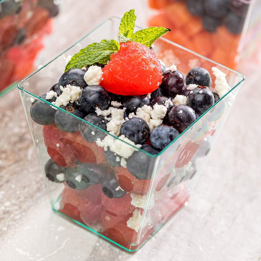 Restaurantware 8oz Large Kova Disposable Plastic Cups - 20-Pack Seagreen Dessert Tumblers for Mousse, Layered Cakes & Catering Events | Sturdy Appetizer Cups with Optional Lids (Perfect for Parties, Weddings & Buffet Dessert Stations)