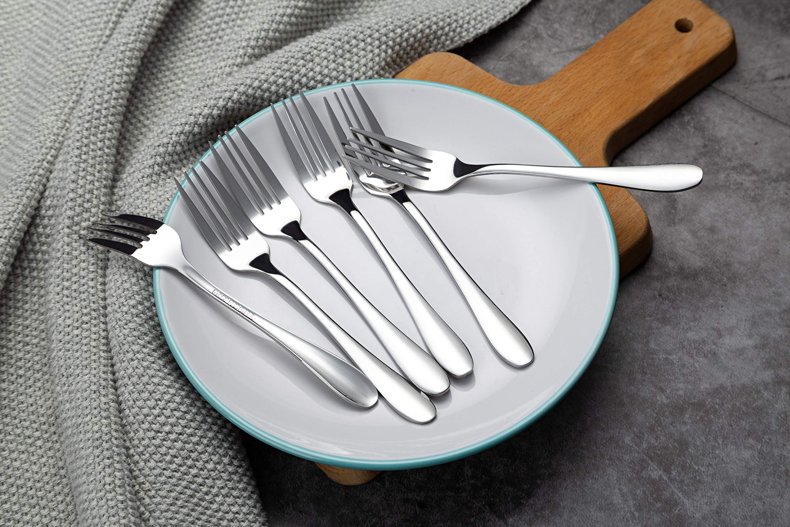 12-Piece Stainless Steel Dessert Forks Set - 6.7 Inch Elegant Salad Forks for Parties, Weddings, and Fine Dining - Dishwasher Safe & Rust-Resistant Cutlery