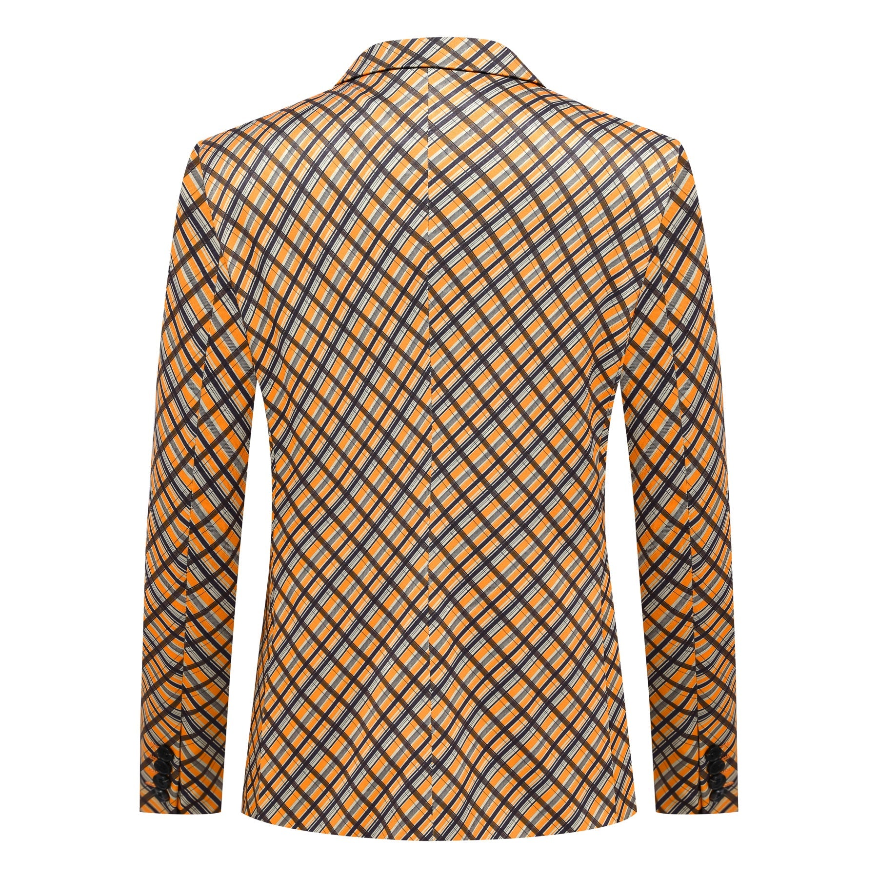 3 Piece Men's Two Button Plaid Notch Lapel Double Vented Suit - Yellow | Formal Business Attire, Wedding & Special Occasion Outfit