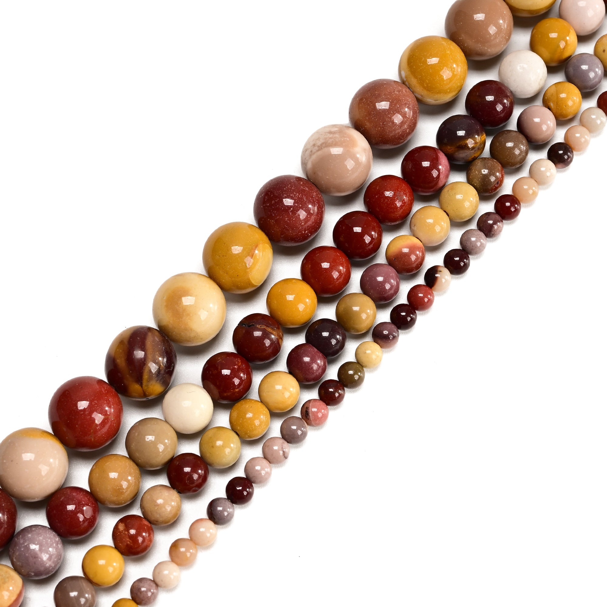Mookaite Jasper Smooth Round Beads - 4mm 6mm 8mm 10mm 12mm Gemstone Beading Strand (Approx 15.5 Inch) for Jewelry Making, DIY Crafts & Healing Crystal Bracelets