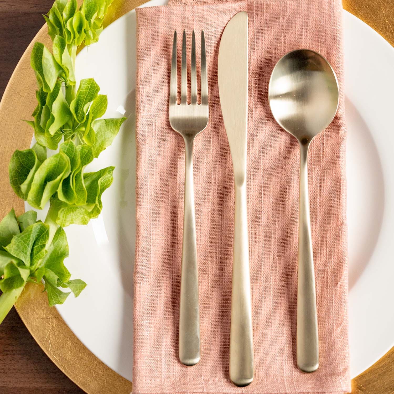 Lorenn Champagne Satin 20-Piece Flatware Set - Elegant Stainless Steel Cutlery for Fine Dining, Weddings & Special Occasions