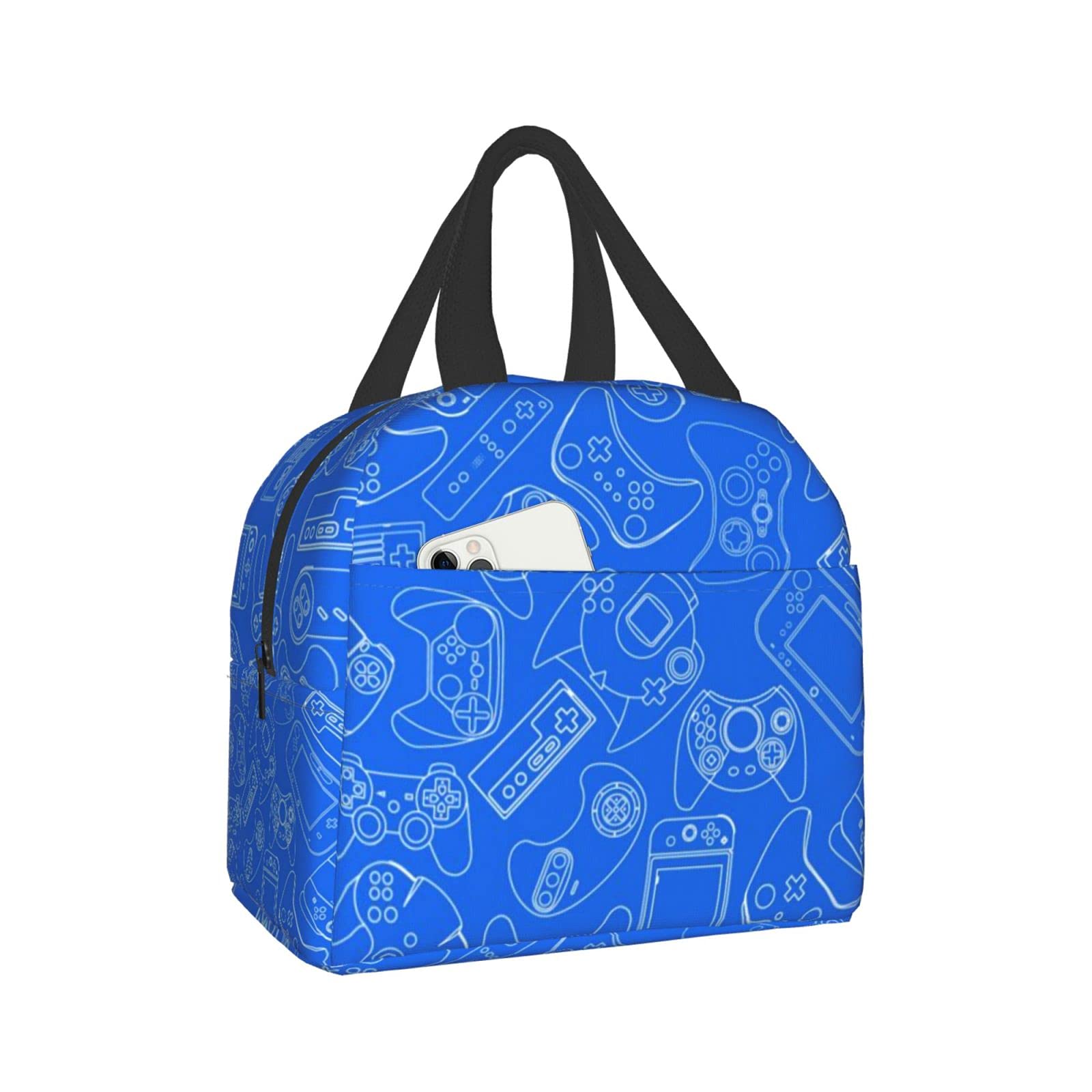 Duduho Reusable Lunch Bag with Blue Video Game Controller Design - Compact Insulated Tote for School, Office & Work - Eco-Friendly Food Container for Men & Women | Perfect for Gaming Enthusiasts & Daily Commute