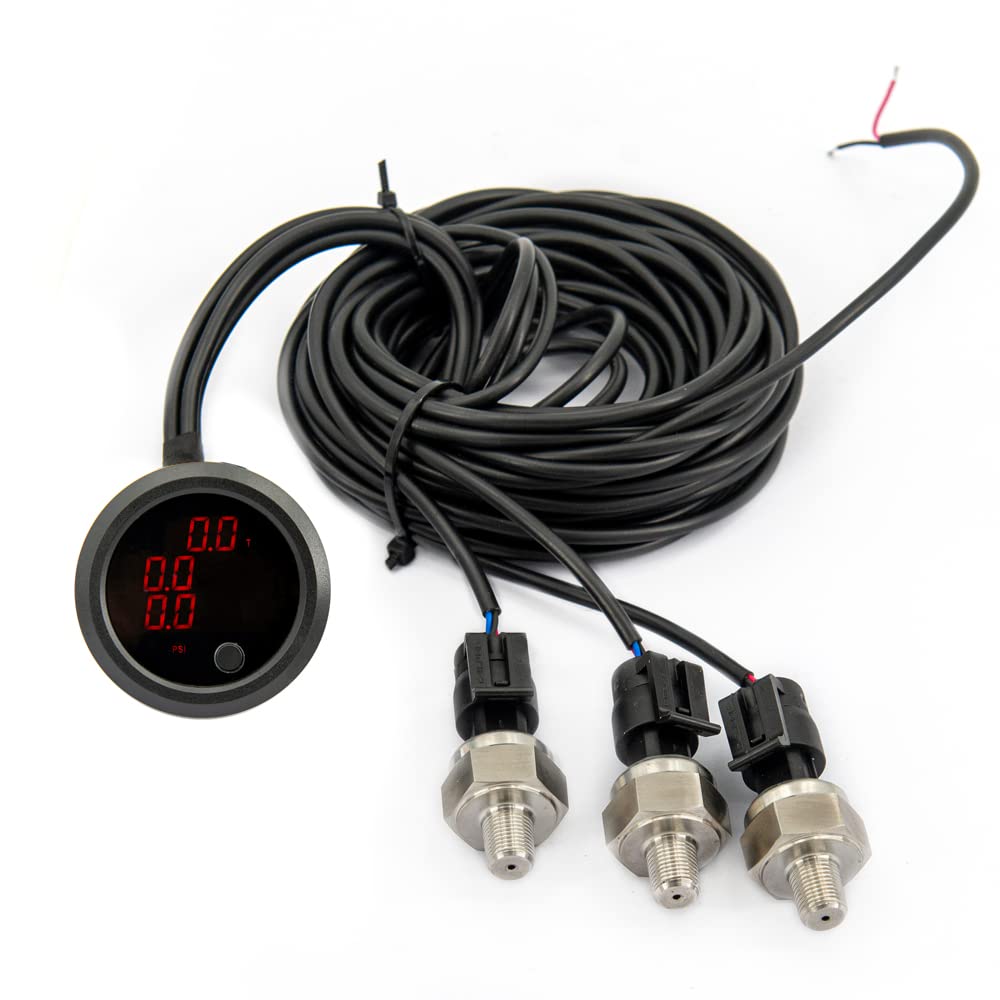 12V 4-Way Solenoid Air Ride Suspension Manifold Valve Kit with Control Panel & Pressure Gauge - Perfect for Truck, SUV, and Custom Car Air Suspension Systems
