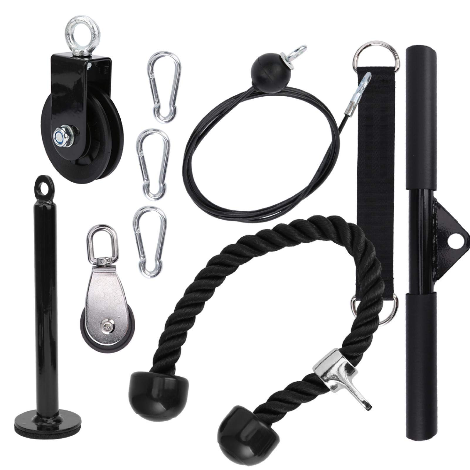 DIY Fitness Cable Machine Set - Arm Muscle Strength Training Equipment with Pulley System & Rubber Stopper for Biceps Curl & Triceps Extensions | Home Gym, CrossFit, Weightlifting Workout