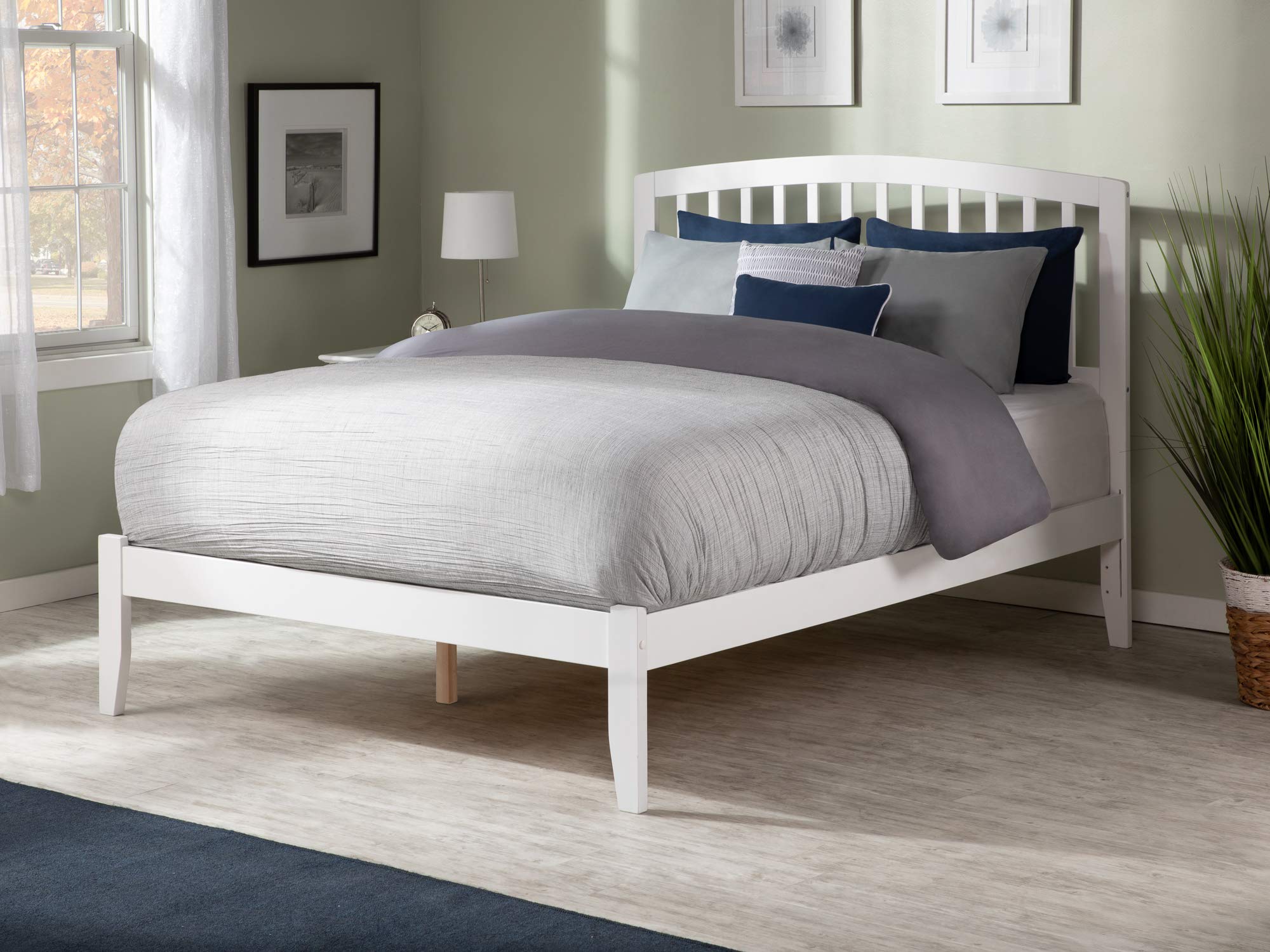 Atlantic Furniture AR8841002 Richmond Queen Size Platform Bed with Open Foot Board - White | Modern Minimalist Bed Frame for Small Spaces & Guest Rooms