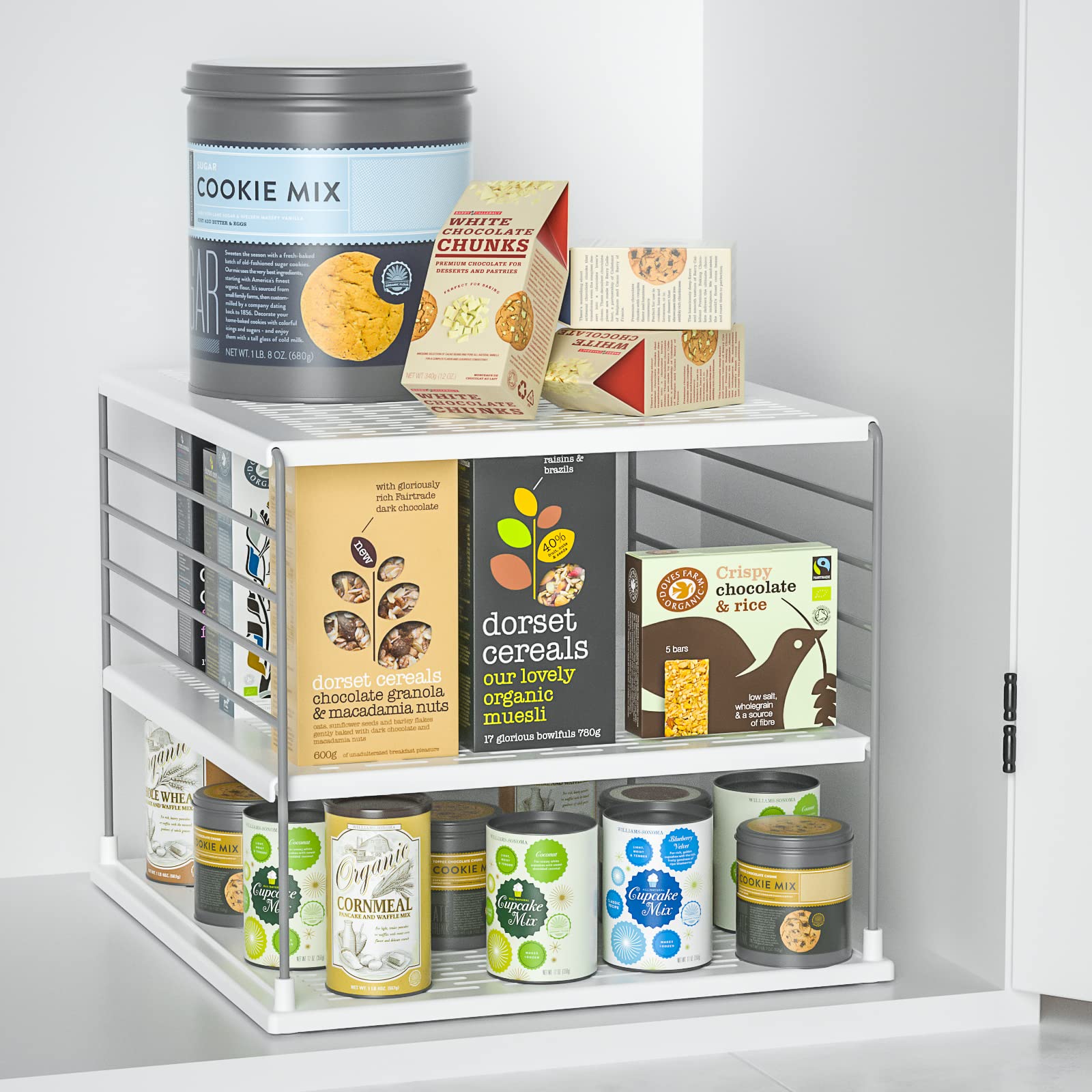 Upgraded Kitchen Cabinet Organizer with Divided Compartments - Plastic Bag, Wrap, Foil & Snack Storage Box for Pantry Organization - Under Sink Storage Solution for Clutter-Free Kitchen (Perfect for Small Spaces & Apartment Living)
