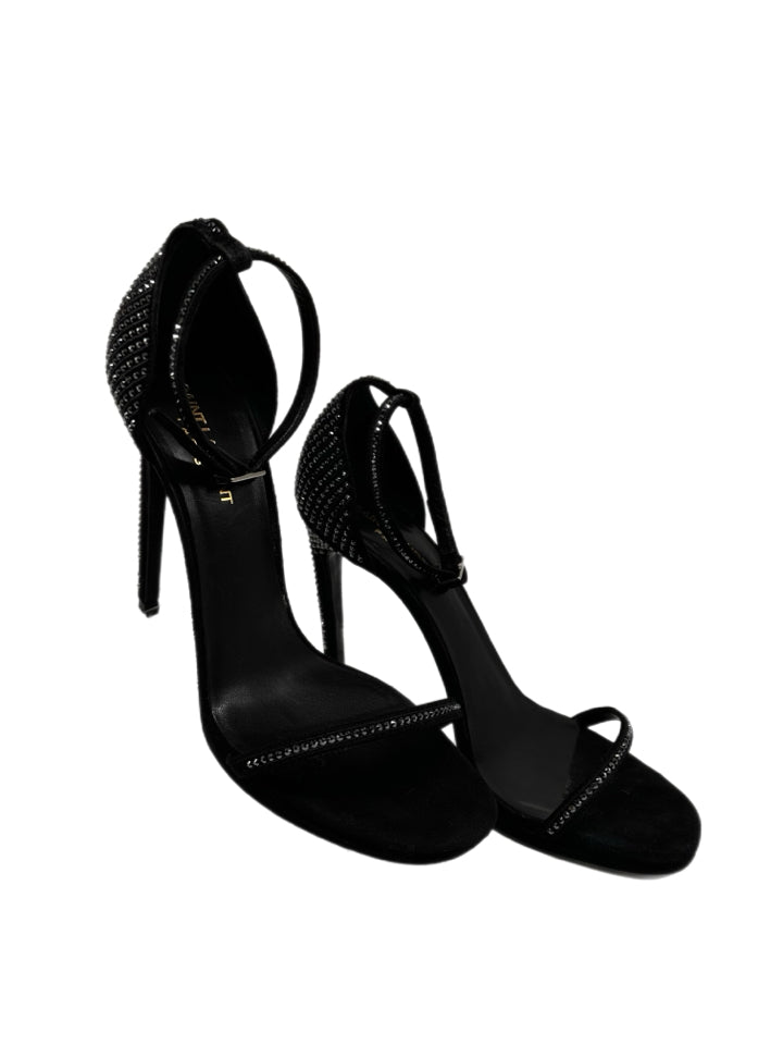 Saint Laurent Jane Black Rhinestone Embellished Stilettos Heels - Size 40.5 (US 9.5) - Luxury Designer Pumps for Women, Perfect for Evening Parties, Weddings & Special Occasions