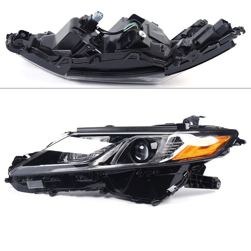 2018-2019 Toyota Camry L/LE/SE LED Projector Headlight Assembly Pair - Black Housing (Left & Right) - Durable Replacement Headlamps for Night Driving & Enhanced Visibility