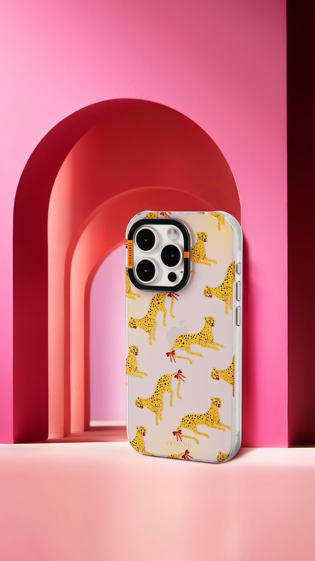 Cheetah Print iPhone Case with Glossy Lips Design - Iridescent Pink Phone Cover for Women, Girls | Trendy & Stylish Accessory for Everyday Use, Parties & Gifts