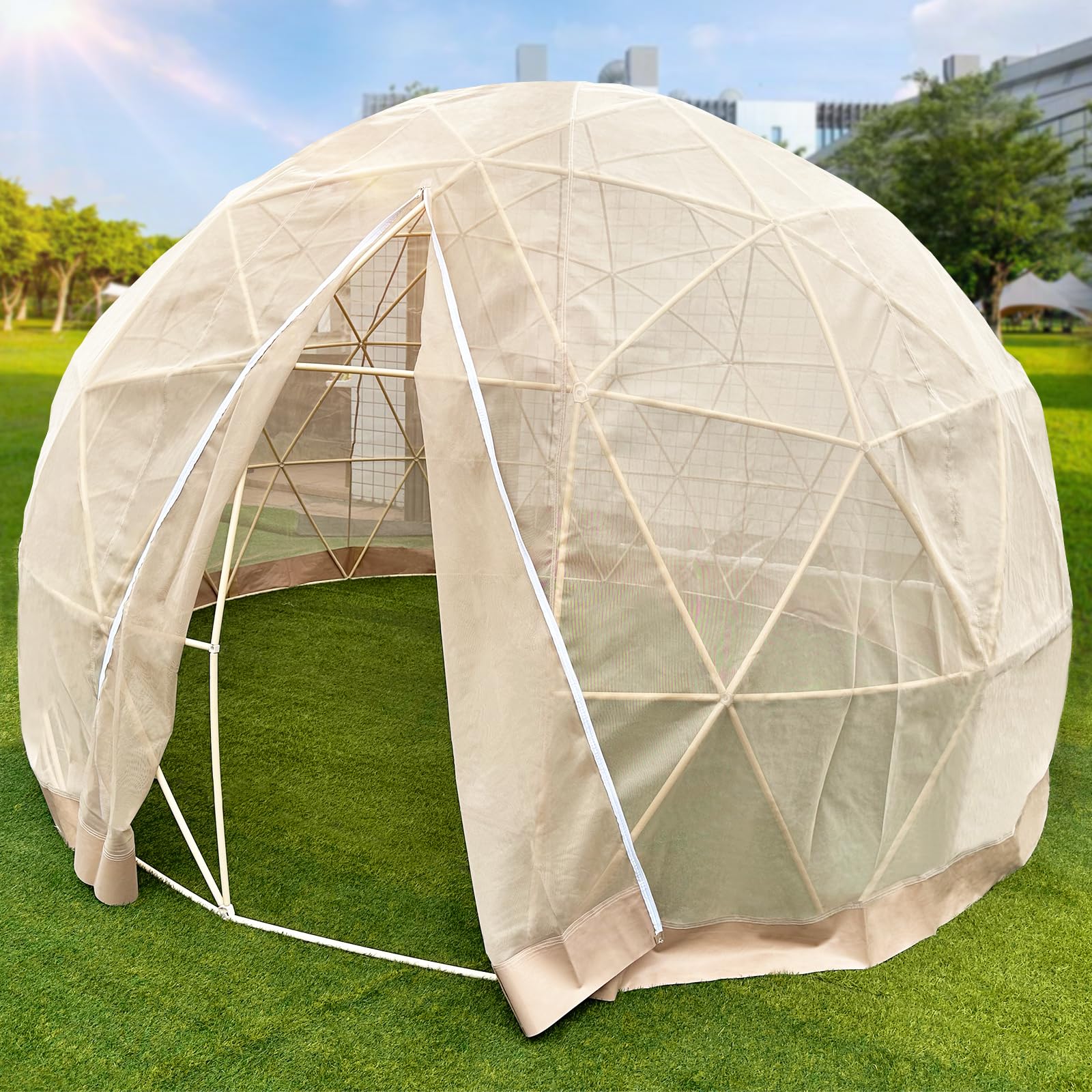 12x7.2FT Portable Garden Bubble Tent - Breathable Mesh Geodesic Dome Greenhouse for Camping, Backyard, Patio | Outdoor Party Canopy, Dining Gazebo & Sunshade Shelter | Perfect for Garden Relaxation, Social Gatherings & Stargazing Nights