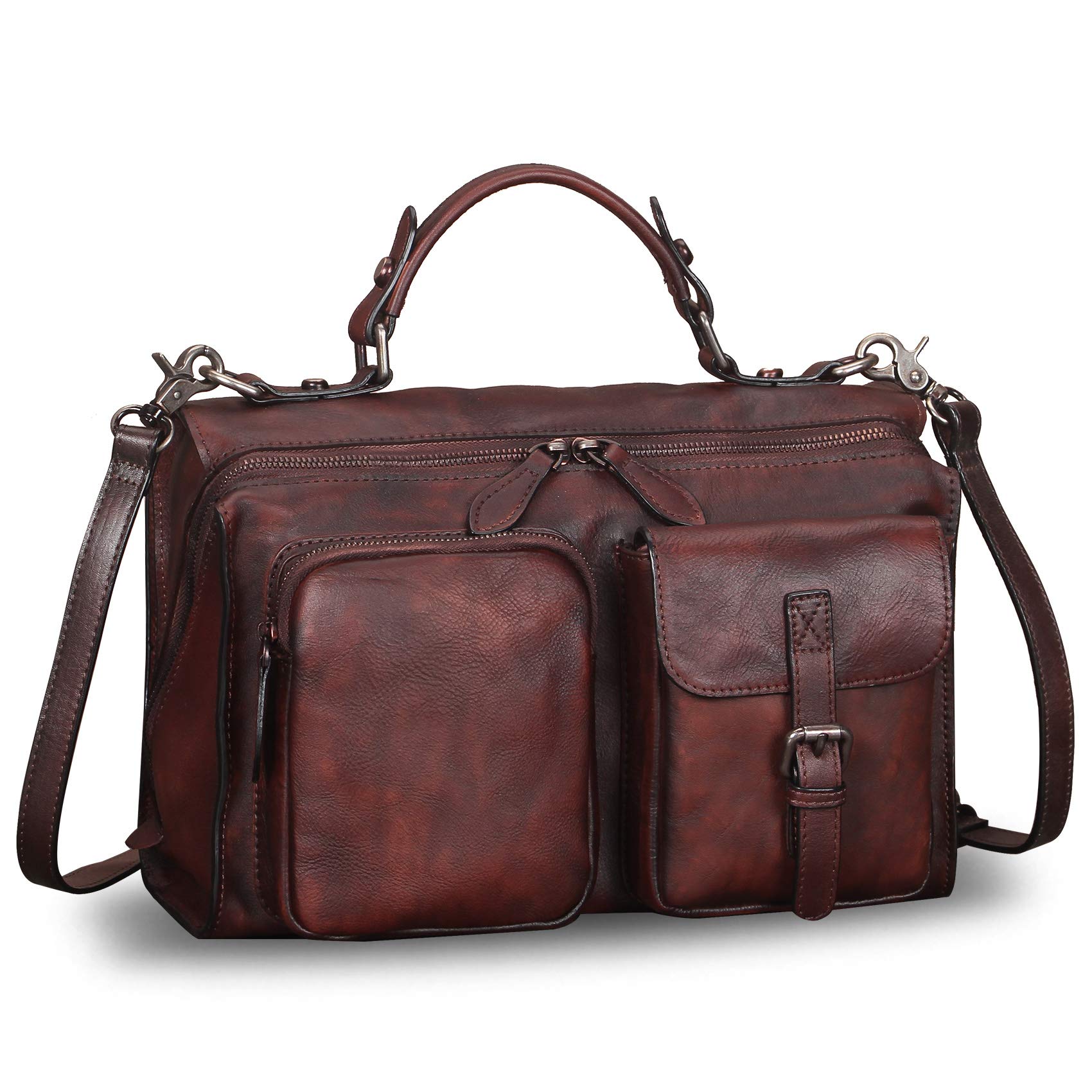 Genuine Leather Messenger Bag for Women - Vintage Handmade Crossbody Satchel with Top Handle - Coffee Brown - Perfect for Work, Travel & Everyday Use