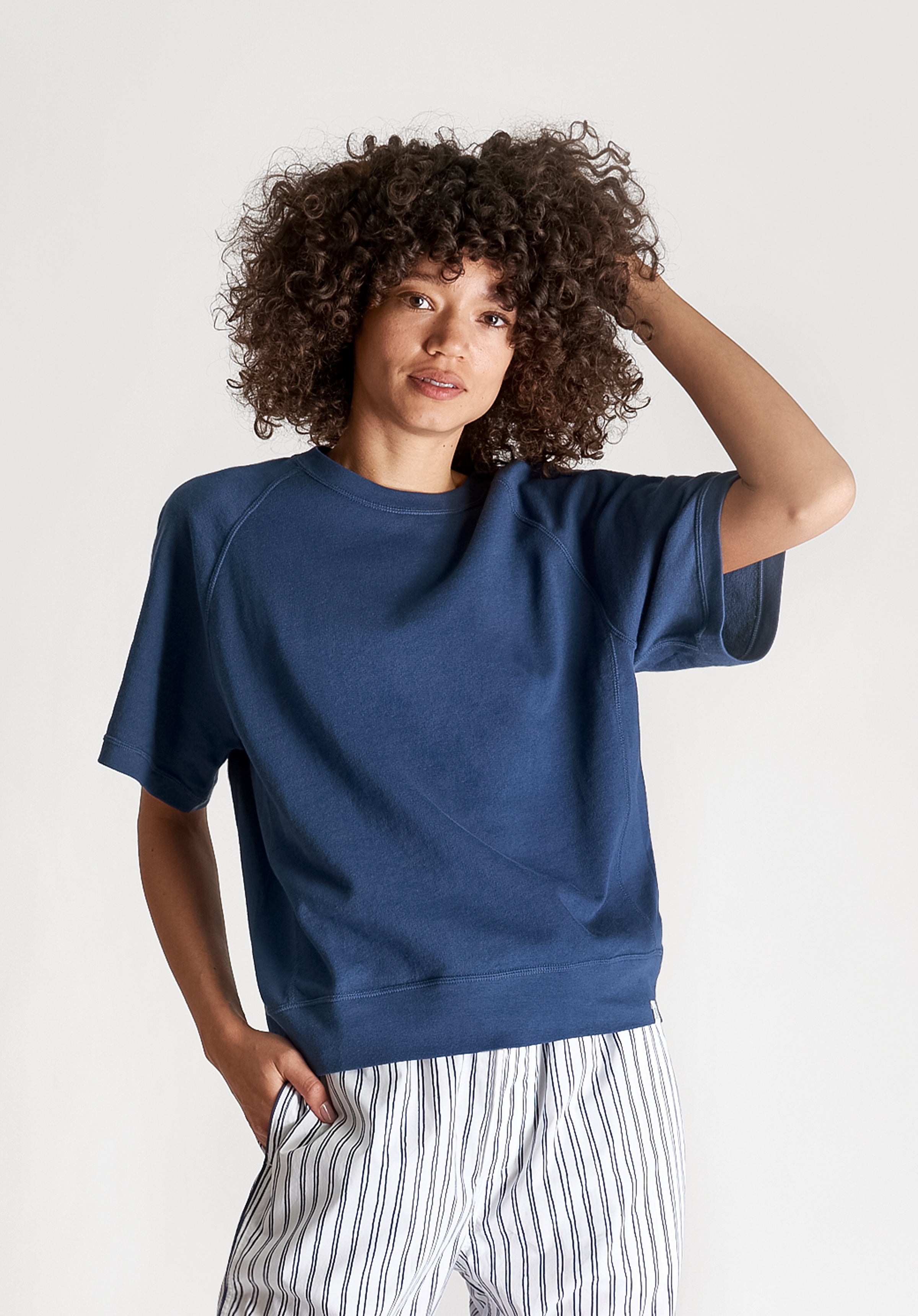 Tracey Sweatshirt for Women - Faded Navy Pullover with Soft Fleece Lining | Cozy Casual Wear for Fall & Winter | Perfect for Lounging, Travel & Outdoor Activities