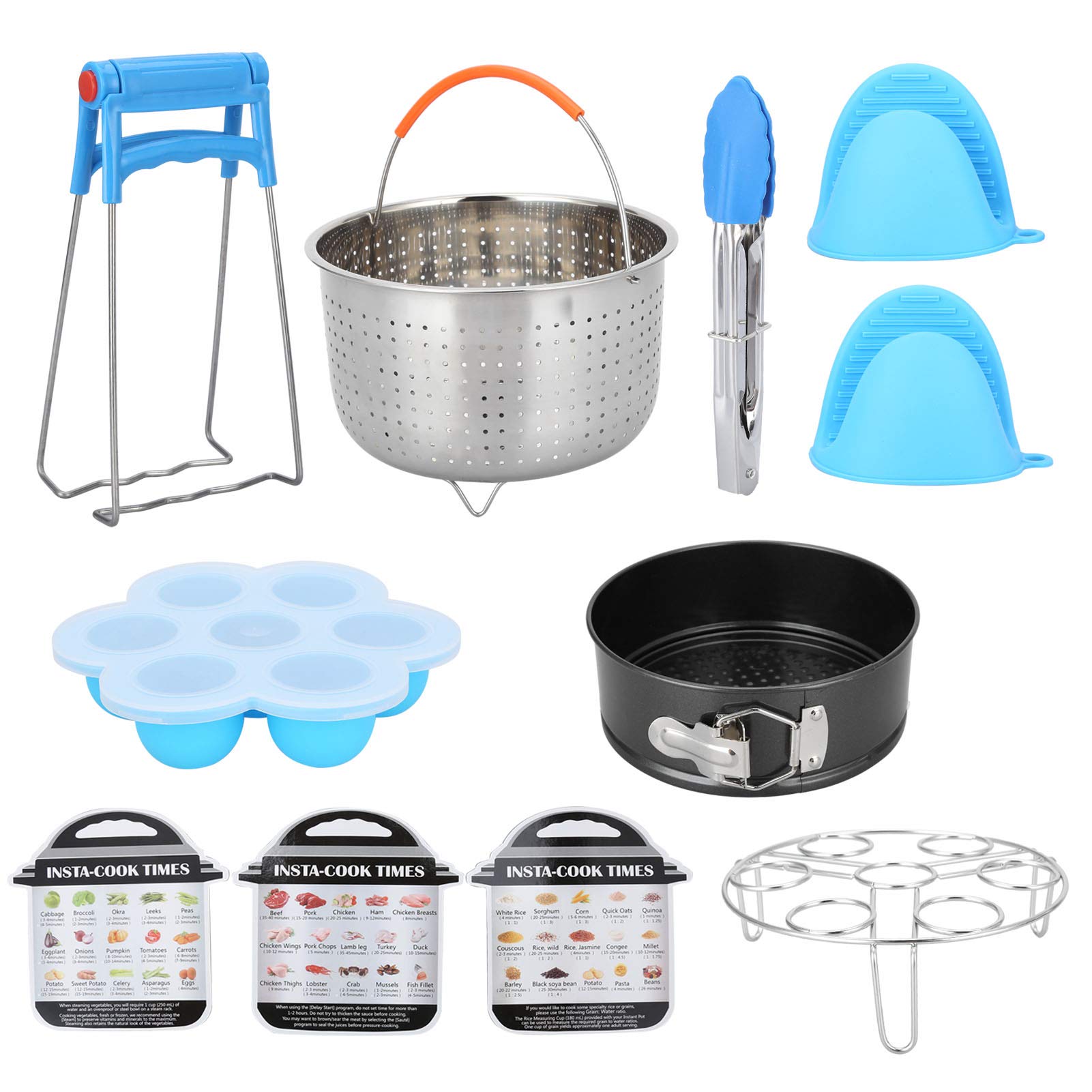 Zerodis 11-Piece Pressure Cooker Accessories Kit - Stainless Steel & Silicone Steam Basket, Cake Mold & Baby Food Tray for Instant Pot - Perfect for Steaming, Baking & Meal Prep
