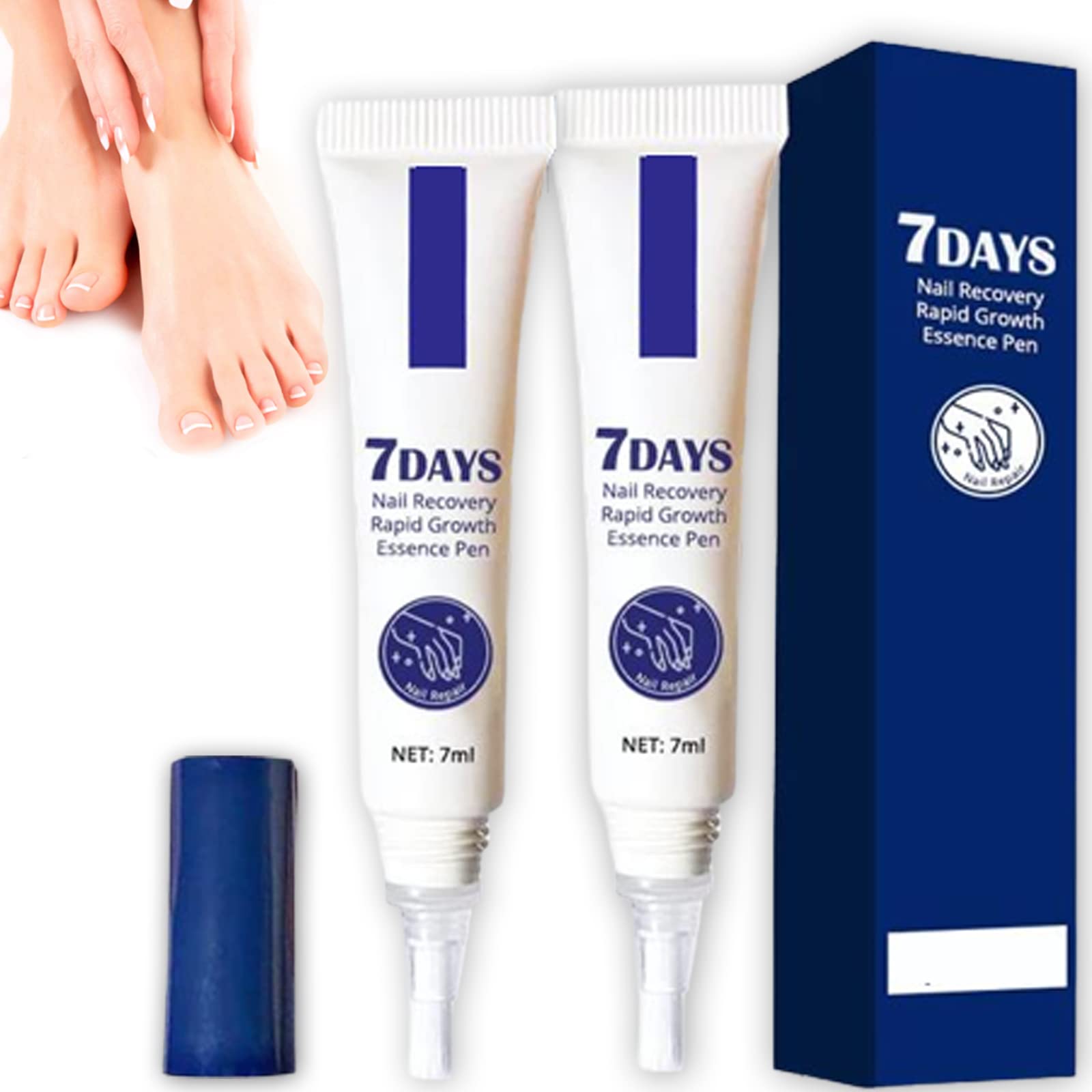 Flysmus 7 Days Nail Recovery Rapid Growth Essence Pen - Nail Strengthening & Repair Serum for Damaged Nails, Natural Nail Growth Treatment (2 Pcs) - Perfect for Brittle, Weak, or Peeling Nails at Home or Salon