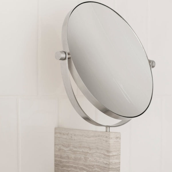 LAMURA Modern Marble Wall Mounted Vanity Mirror with LED Lights - Elegant Bathroom Makeup Mirror for Dressing Table, Bedroom & Salon Decor