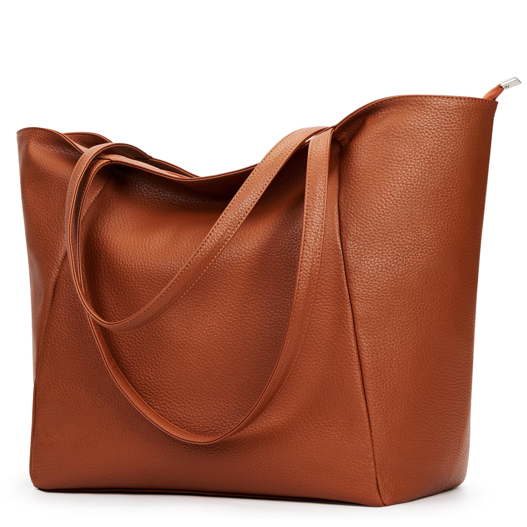 Vegan Leather Large Tote Bag for Women - 23L Oversized Work Bag with Zipper, Casual Weekender & Travel Shoulder Purse - Perfect for Office, Commuting, Weekend Getaways and Daily Essentials