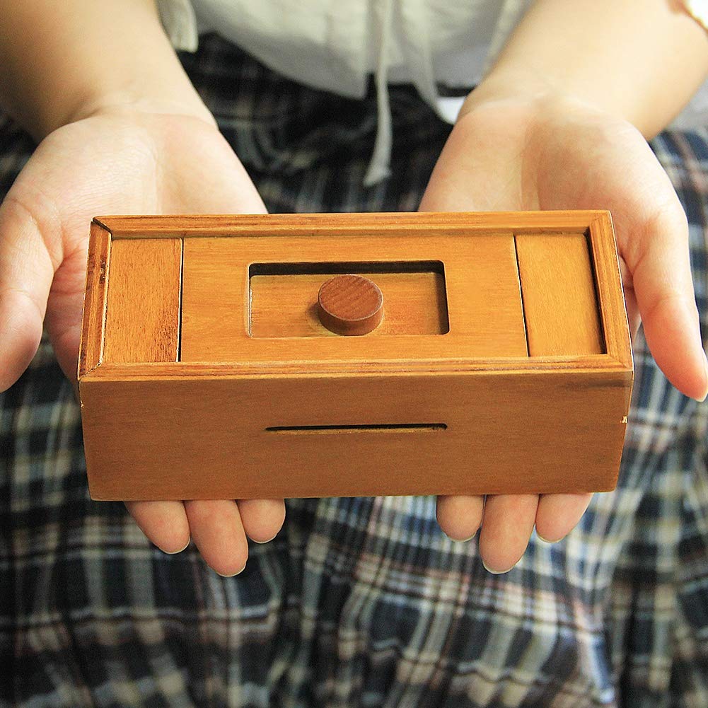 ATDAWN Wooden Puzzle Gift Box with Secret Compartments - Brain Teaser Money Box for Adults | Perfect for Gifts, Treasure Hunts & Cognitive Challenges