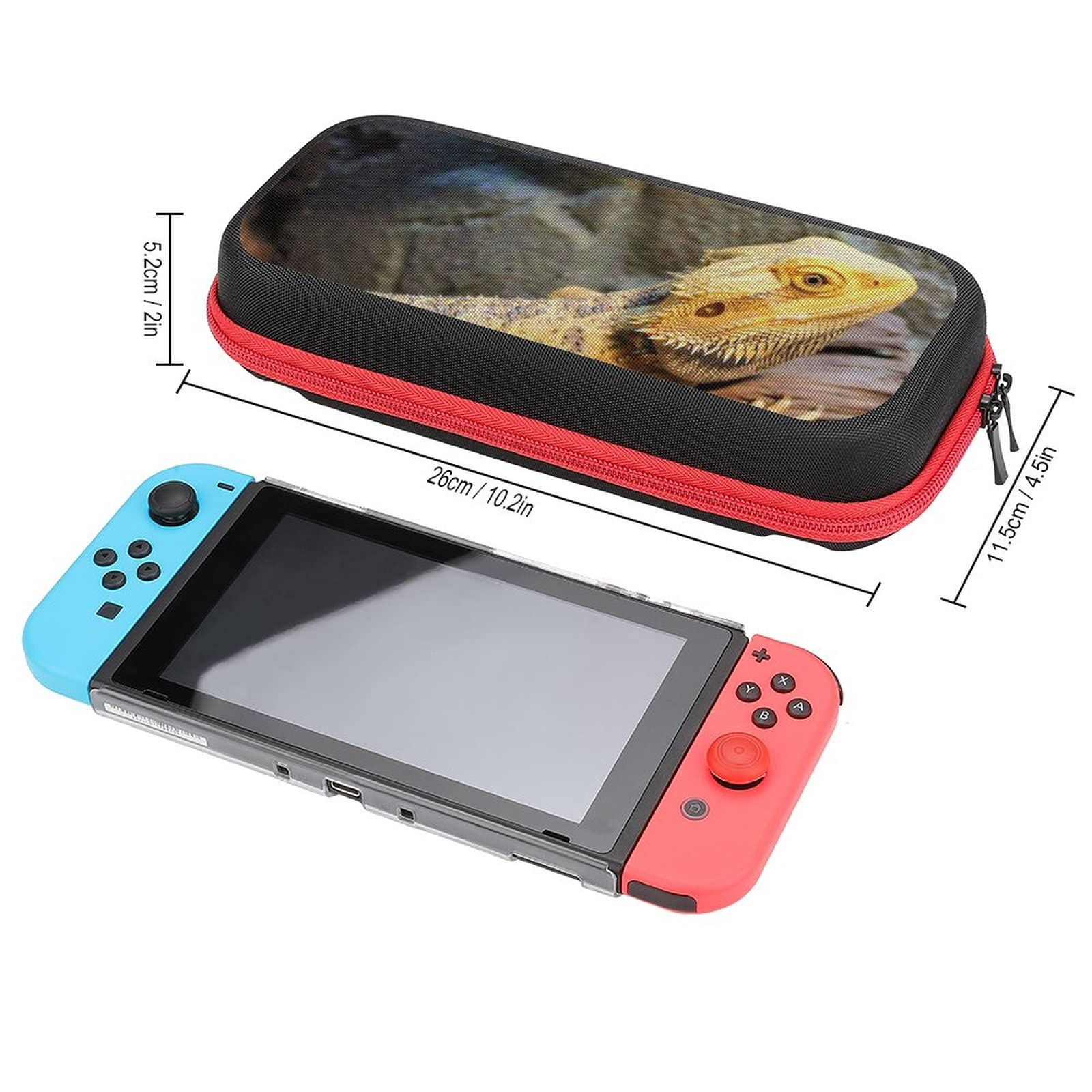 FunnyStar Bearded Dragon Lizard Carrier Case - Protective Travel Bag for Small Reptiles & Nintendo Switch Accessories - Perfect for Vet Visits, Travel, and Gaming Storage