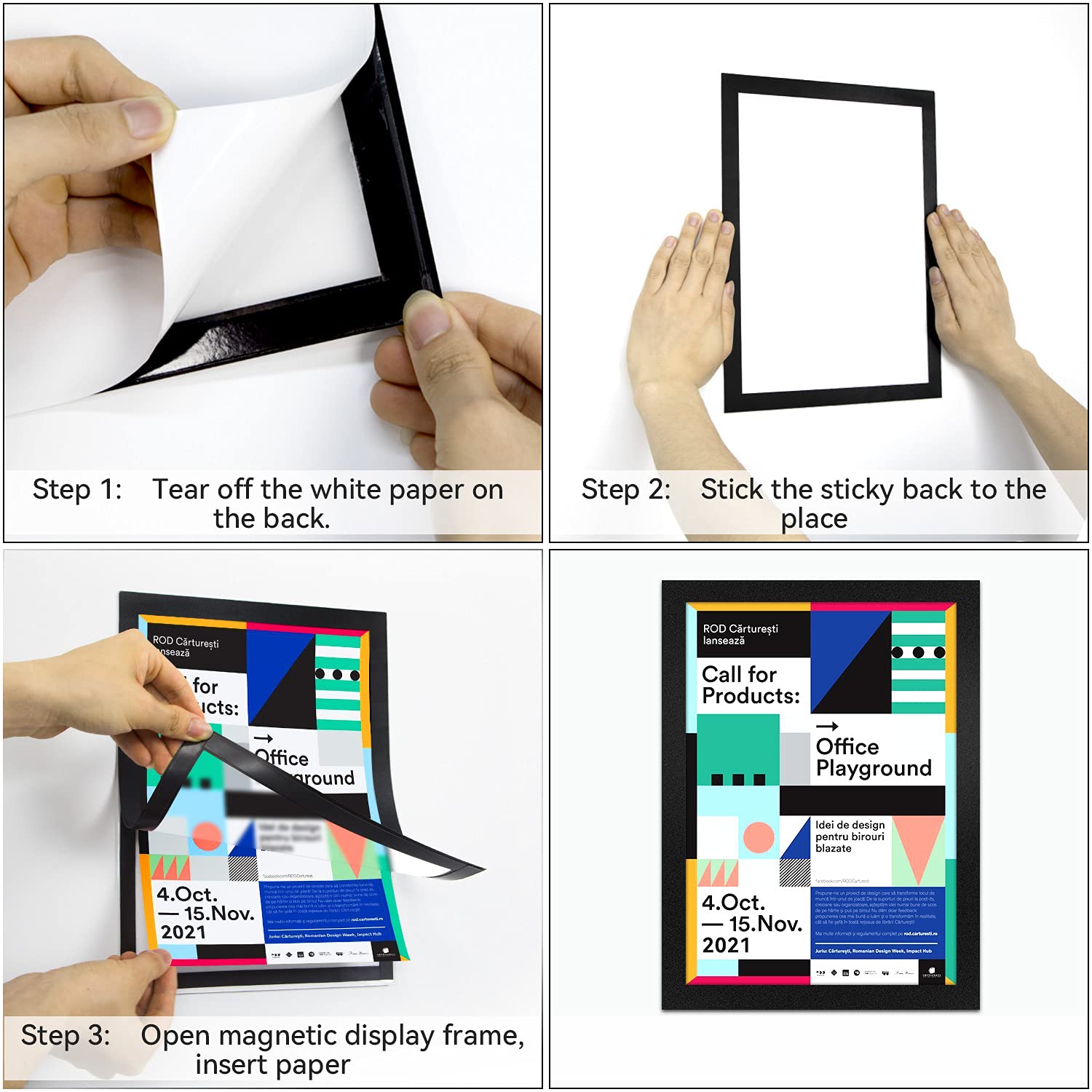 10 Pack Magnetic Sign Holder 8.5 x 11 - Self-Adhesive Magnetic Picture Frame for Door, Fridge, Whiteboard & Window - Double-Sided Display for Business Signs, Menus & Home Decor