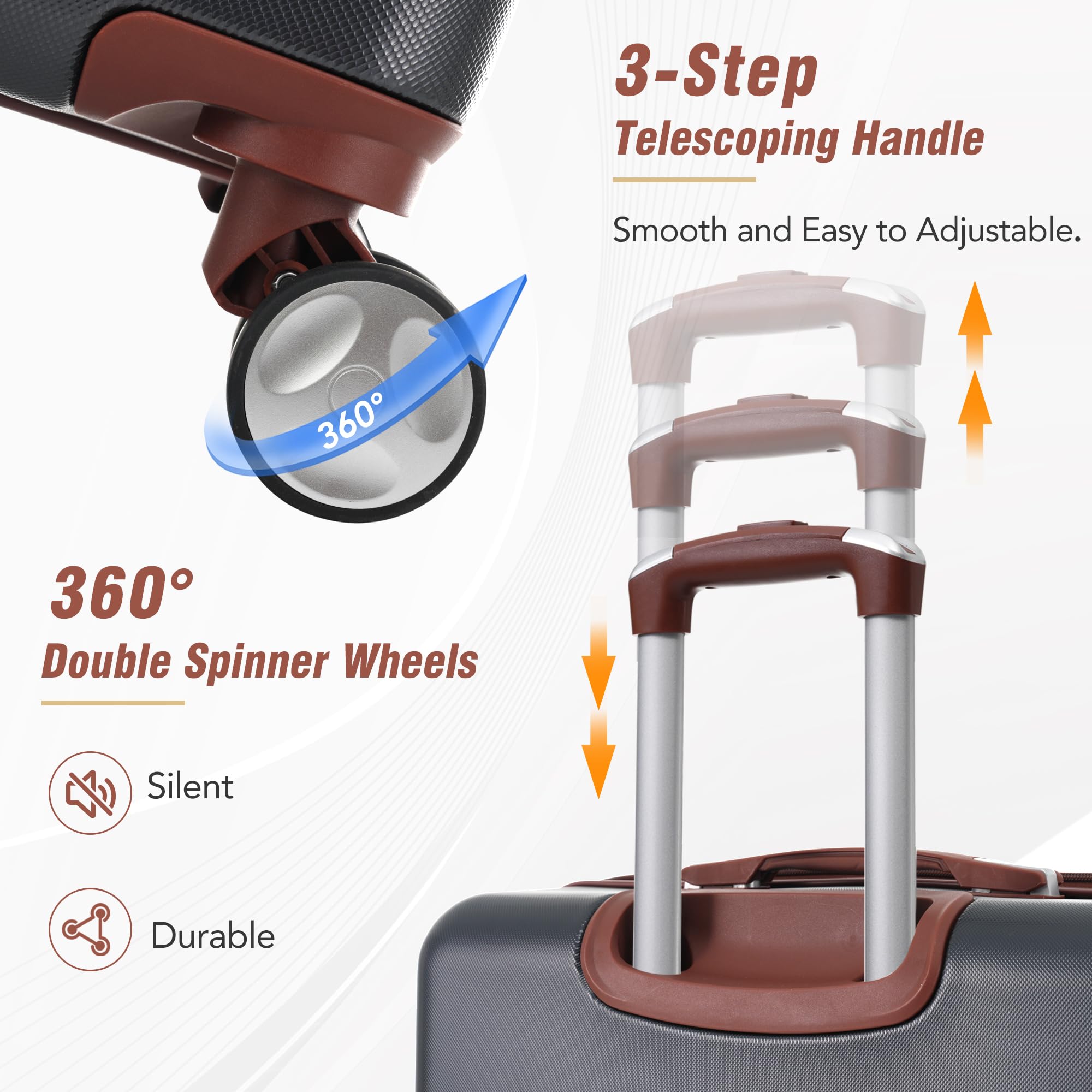 Merax 3-Piece Expandable Spinner Luggage Set with Cosmetic Case - 20