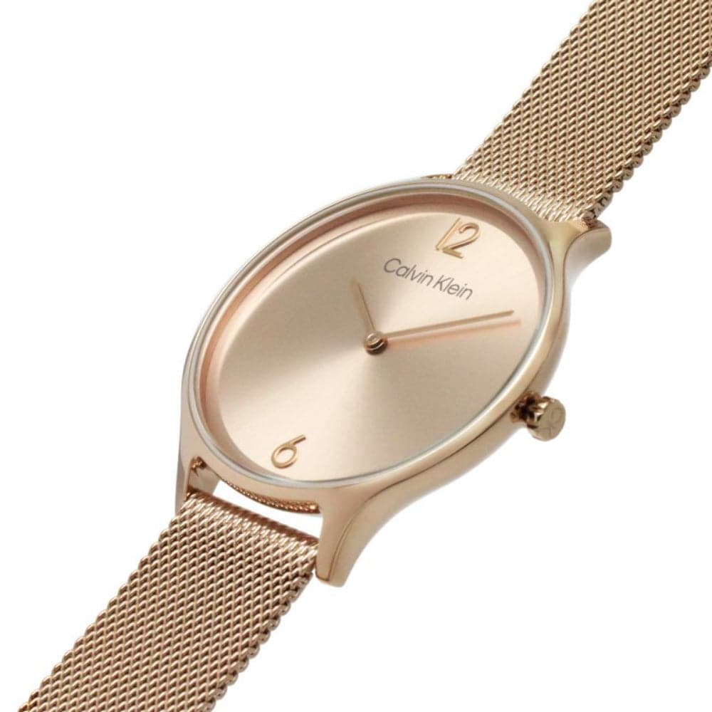 Calvin Klein Women's Rose Gold Watch with Milanese Strap - Elegant Rose Gold Dial, Minimalist Design for Everyday Wear & Special Occasions | Model 25200002