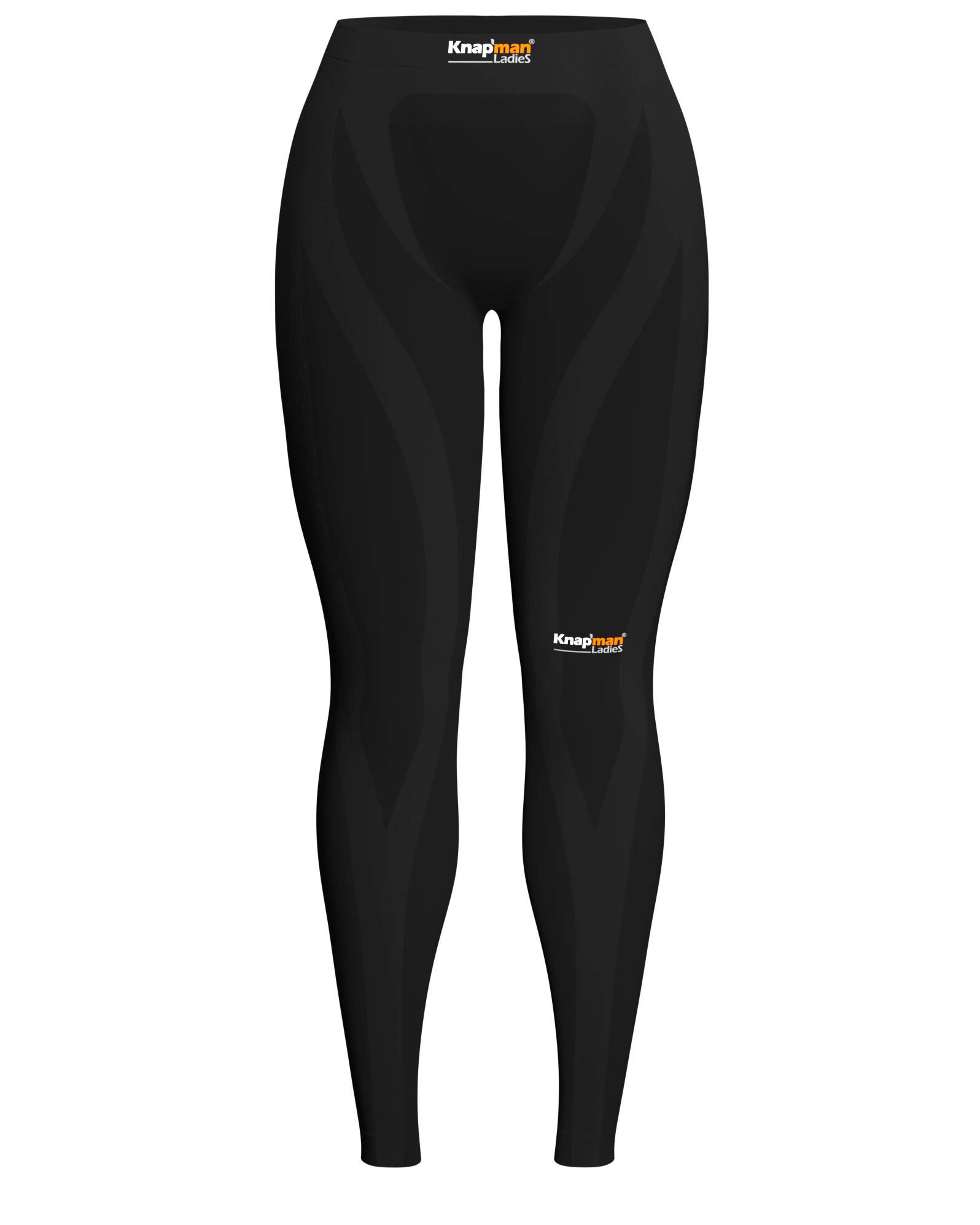 Knap'man Women's High-Performance Zoned Compression Tights - 45% Black - Ideal for Running, Yoga & Gym Workouts