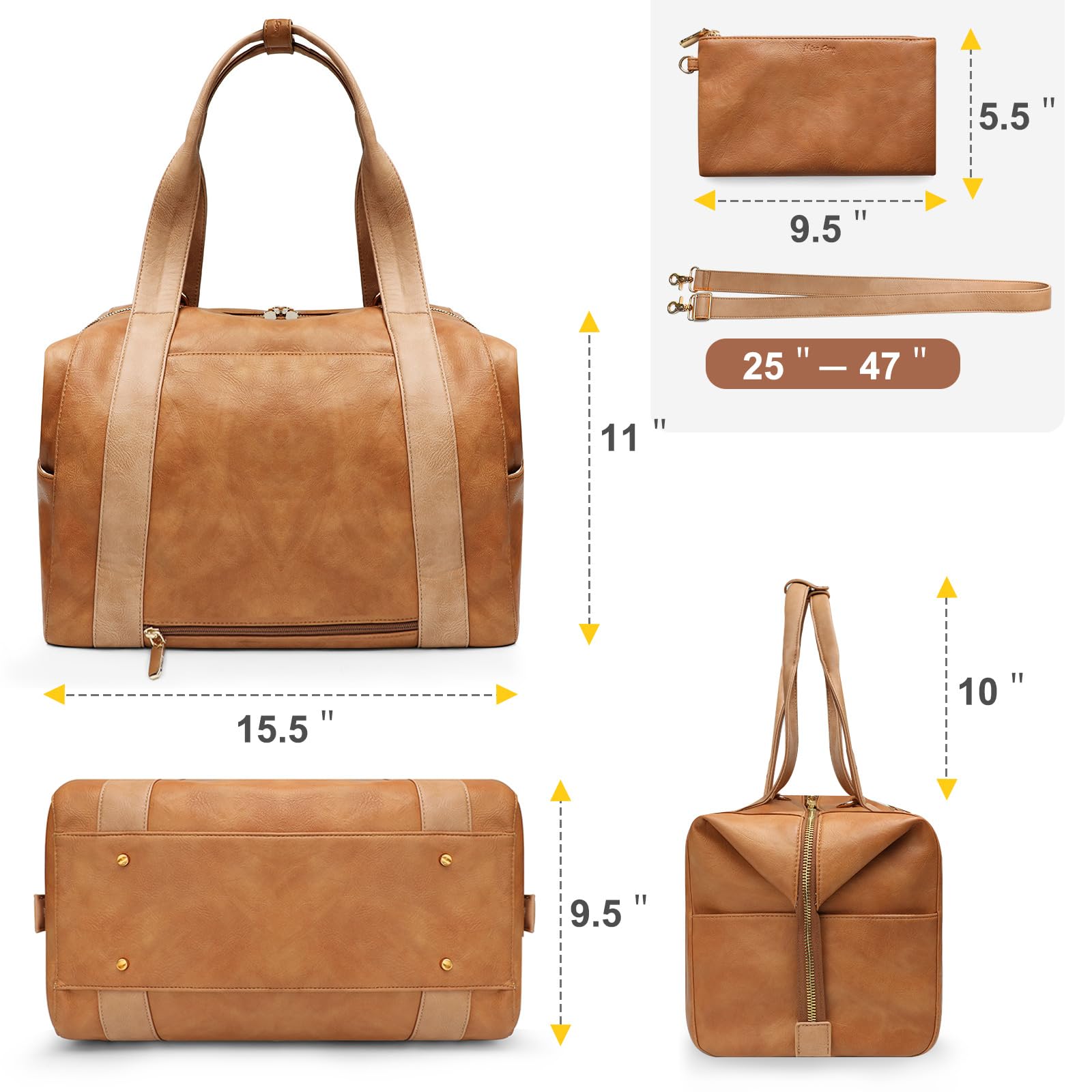 Premium Leather Diaper Bag Tote by Miss Fong - Stylish Baby Bag with Crossbody Strap for Moms | Perfect for Travel, Shopping & Daily Outings with Your Little One