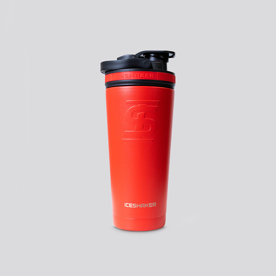Born Primitive Ice Shaker Bottle - 24oz Insulated Stainless Steel Protein Shaker with Leakproof Lid & Mixing Ball, Perfect for Gym, Workout & Post-Training Recovery (Red)