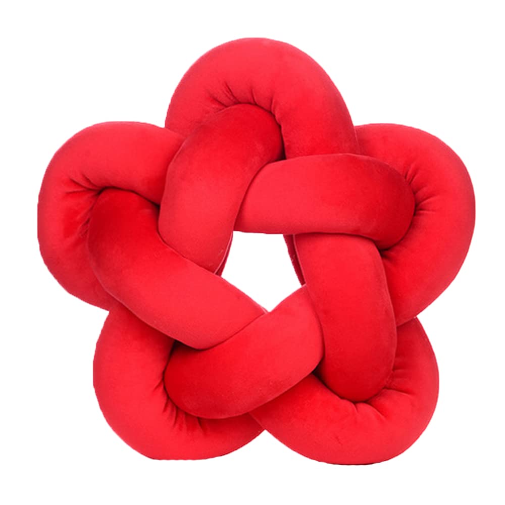 Handmade Red Knot Plush Throw Pillows 12.6x12.6 Inch - Soft Waist Cushion & Decorative Sofa Bed Pillows for Home, Office, and Car Comfort