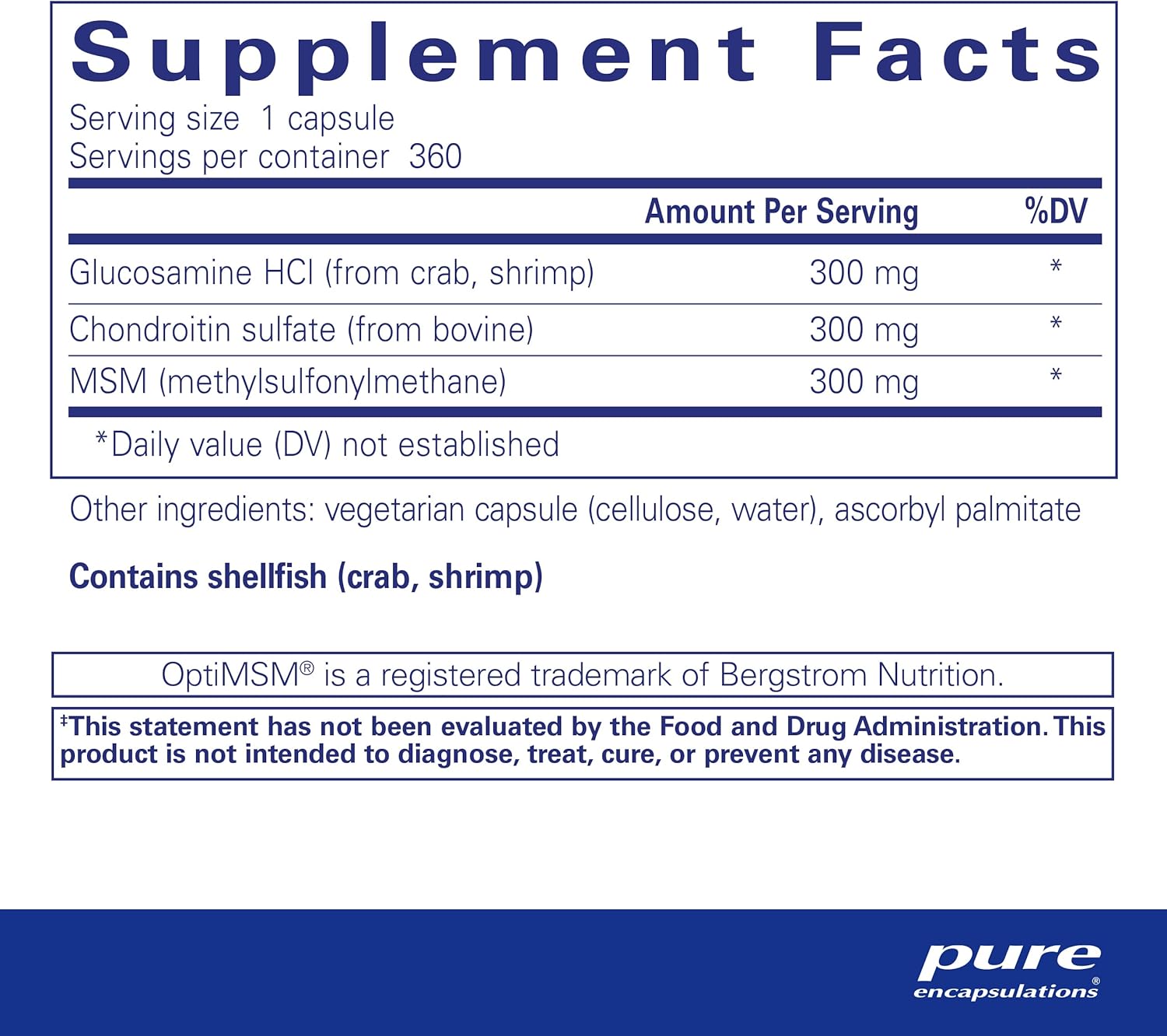Pure Encapsulations Glucosamine Chondroitin with MSM Supplement - Joint Support for Active Lifestyles & Sports Recovery