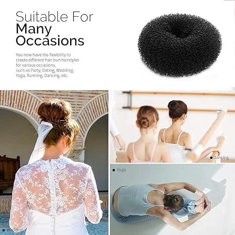 Donut Bun Maker for Women & Girls - 3-Piece Hair Bun Shaper Set (2 Medium & 1 Small) - Hair Styler Roller for Perfect Buns - Great for Parties, Weddings & Everyday Hairstyles