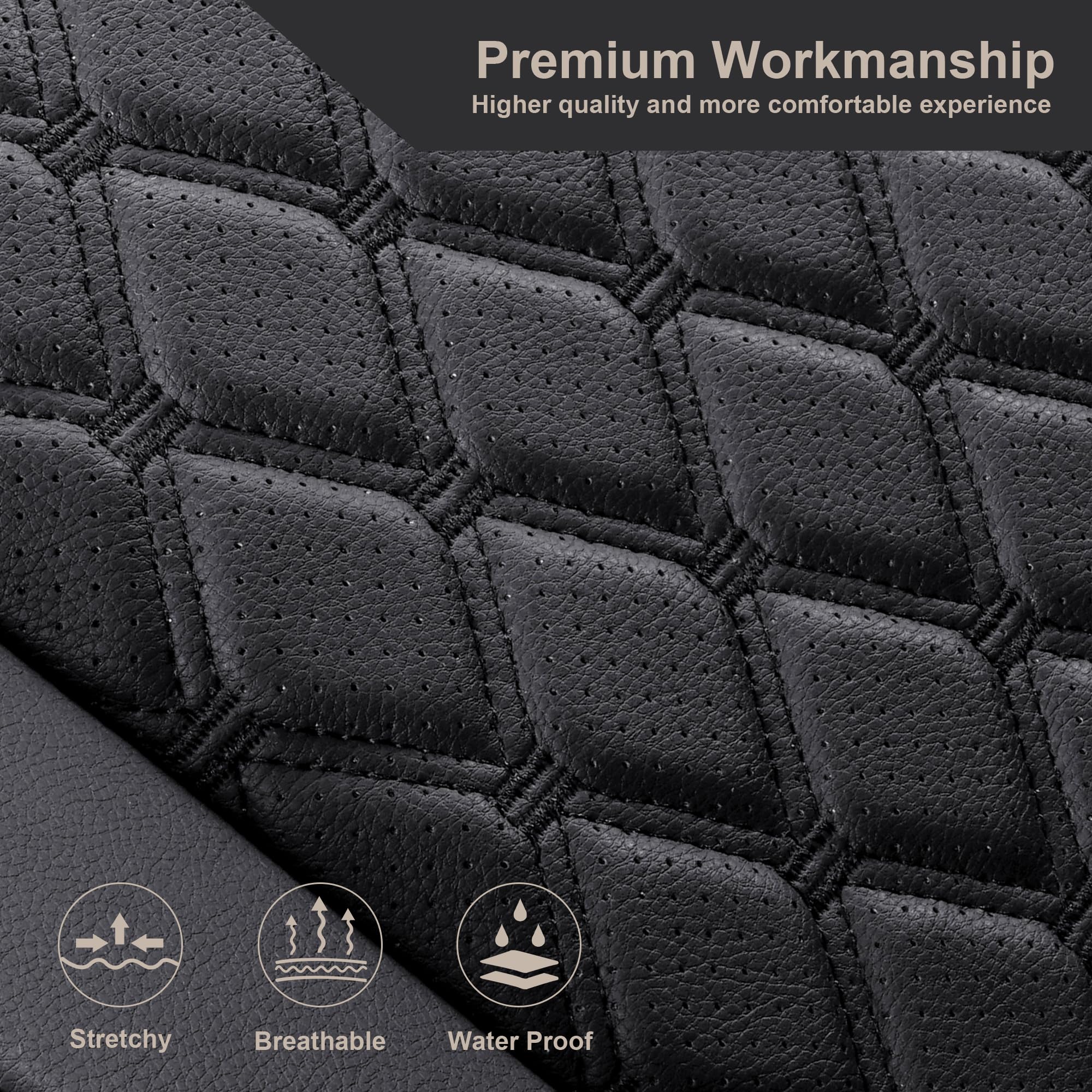 Custom Fit Ford Bronco 2 Door Seat Covers 2021-2025 - Full Set Faux Leather with Airbag Compatibility (Black) | Durable & Stylish Protection for Off-Road Adventures & Daily Commutes