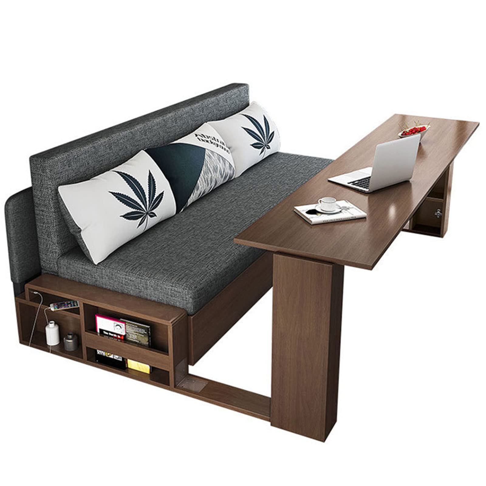 LERSHY Convertible Folding Sofa Couch Bed - Modern Multifunctional Sleeper Sofa with Breathable Linen & Metal Frame, Small Futon Sofa Bed with Upgraded Storage Armrest Design - Perfect for Living Rooms, Apartments & Guest Rooms (Gray, 1.25M) | Space-Saving Solution for Small Homes & Studio Apartments