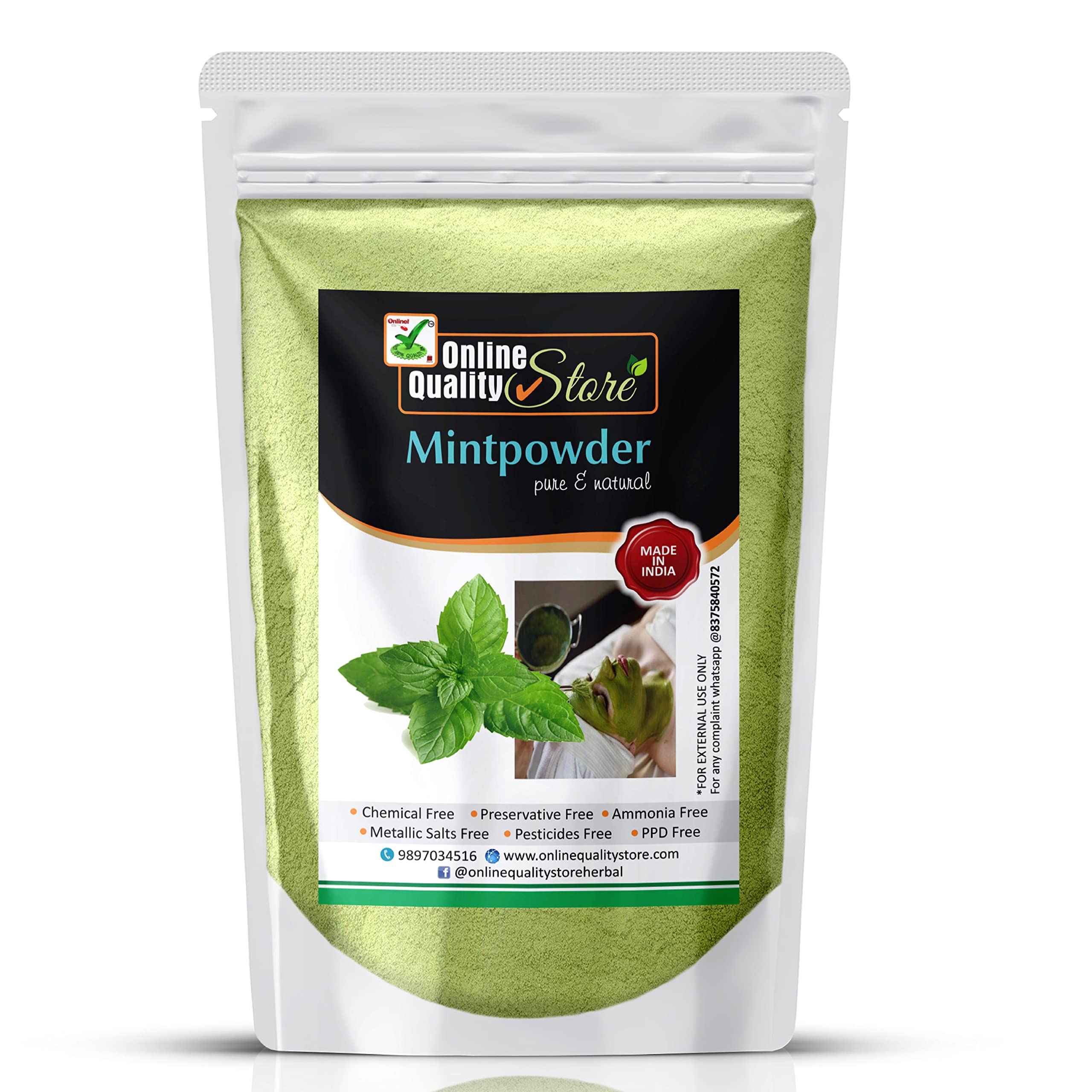 100% Pure Mint Powder for Face & Skin - Natural Peppermint Powder (Pudina Churna) 100g | Organic Facial Treatment, DIY Beauty Recipes & Ayurvedic Skincare