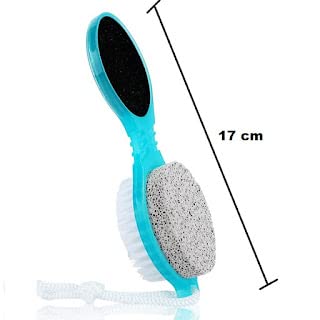 4-in-1 Foot Pedicure Brush Set with Pumice Stone, Scrubber & File - Remove Dry Cracked Hard Skin & Calluses - Soft Care Foot Cleaner for Feet, Toes & Nails - Perfect for Bathing, Manicure & Pedicure at Home Spa