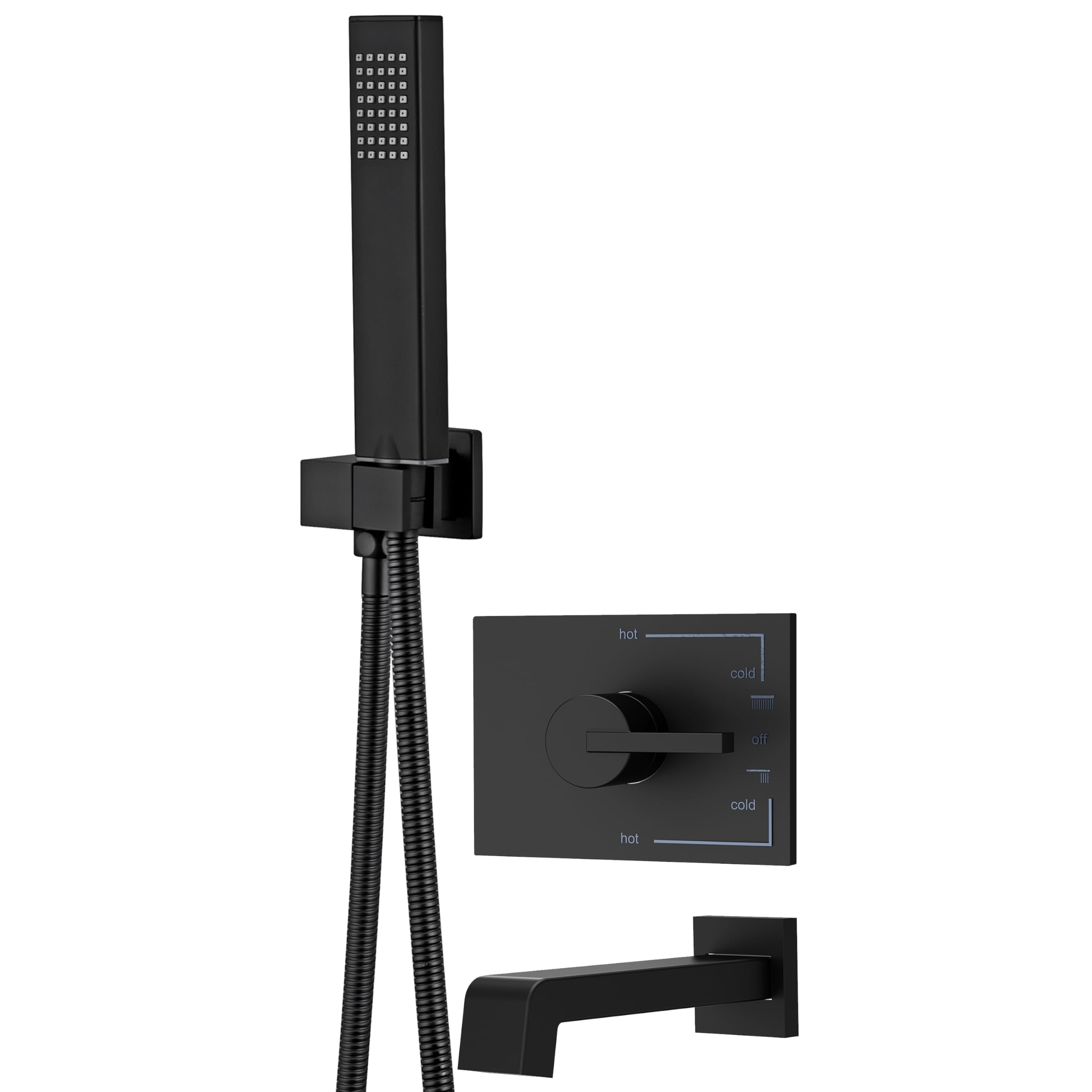 SOOOHOT Black Shower Faucet Set with Valve & Handheld Sprayer - Wall Mount Tub Spout Bathroom Faucet - Single Handle Shower System for Modern Bathrooms & Spa Relaxation
