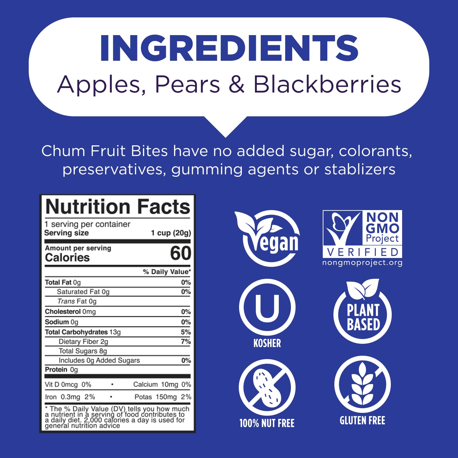 Chum Fruit Bites 100% Real Fruit Snacks - Berry Flavor, 72-Pack | Healthy Non-GMO Snacks with No Added Sugar or Preservatives | Nut-Free, Gluten-Free, Vegan, Kosher & Paleo Certified | Perfect for School Lunches, Office Snacks & On-the-Go Energy Boost