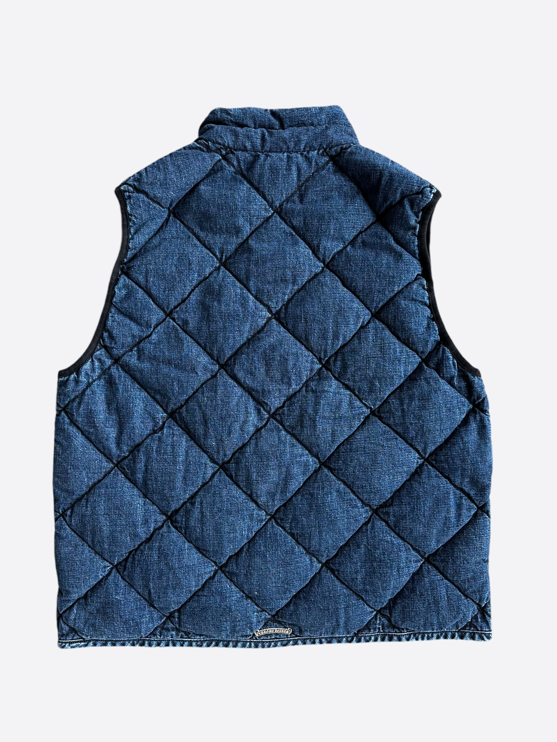 Chrome Hearts Blue Quilted Denim Vest for Men & Women | Stylish Fashion Jacket for Casual Outfits, Streetwear & Layering