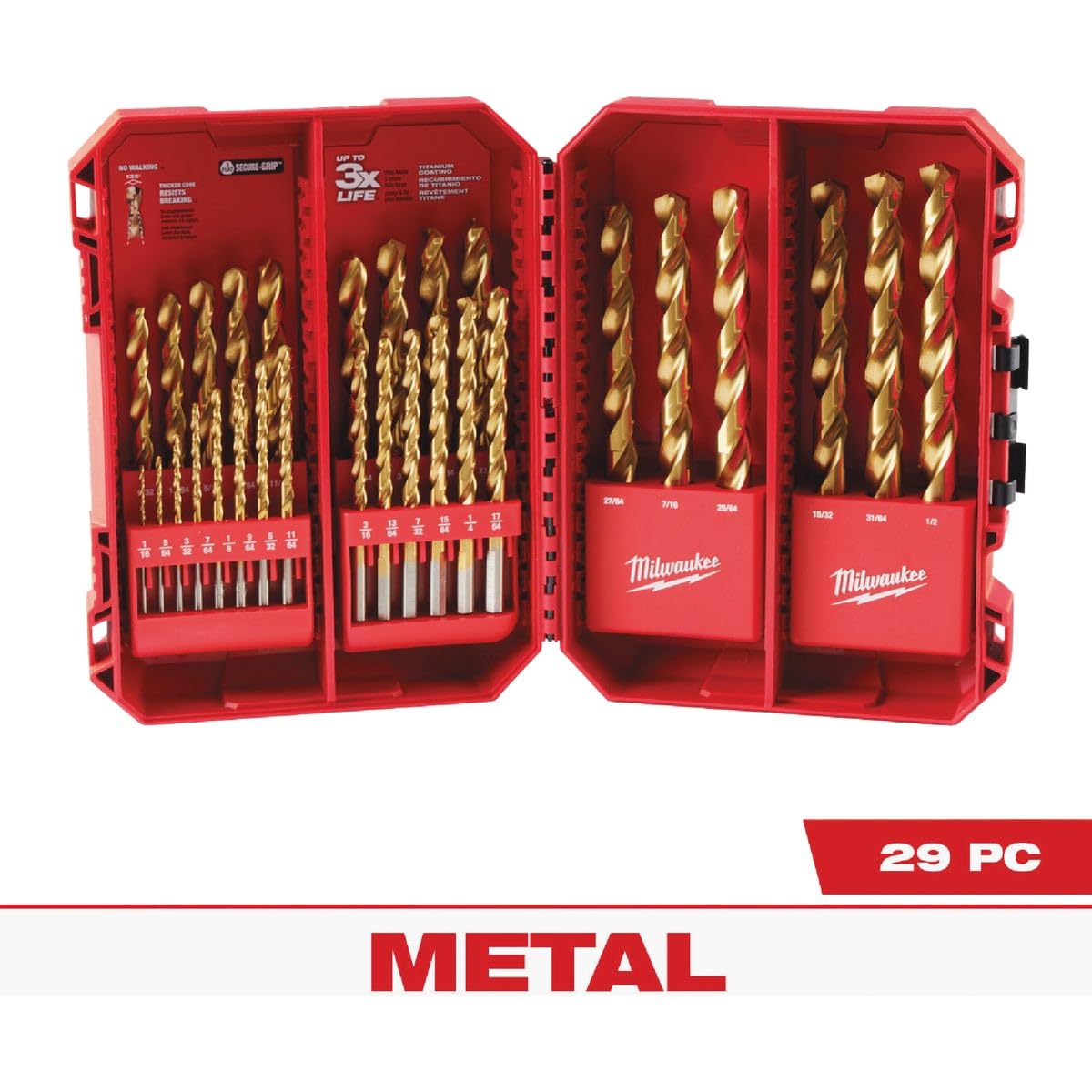 Milwaukee 48-89-0012 29-Piece Bit Tin Set - High-Quality Drill Bits for Wood, Metal & DIY Projects | Perfect for Professional Contractors & Home Improvement