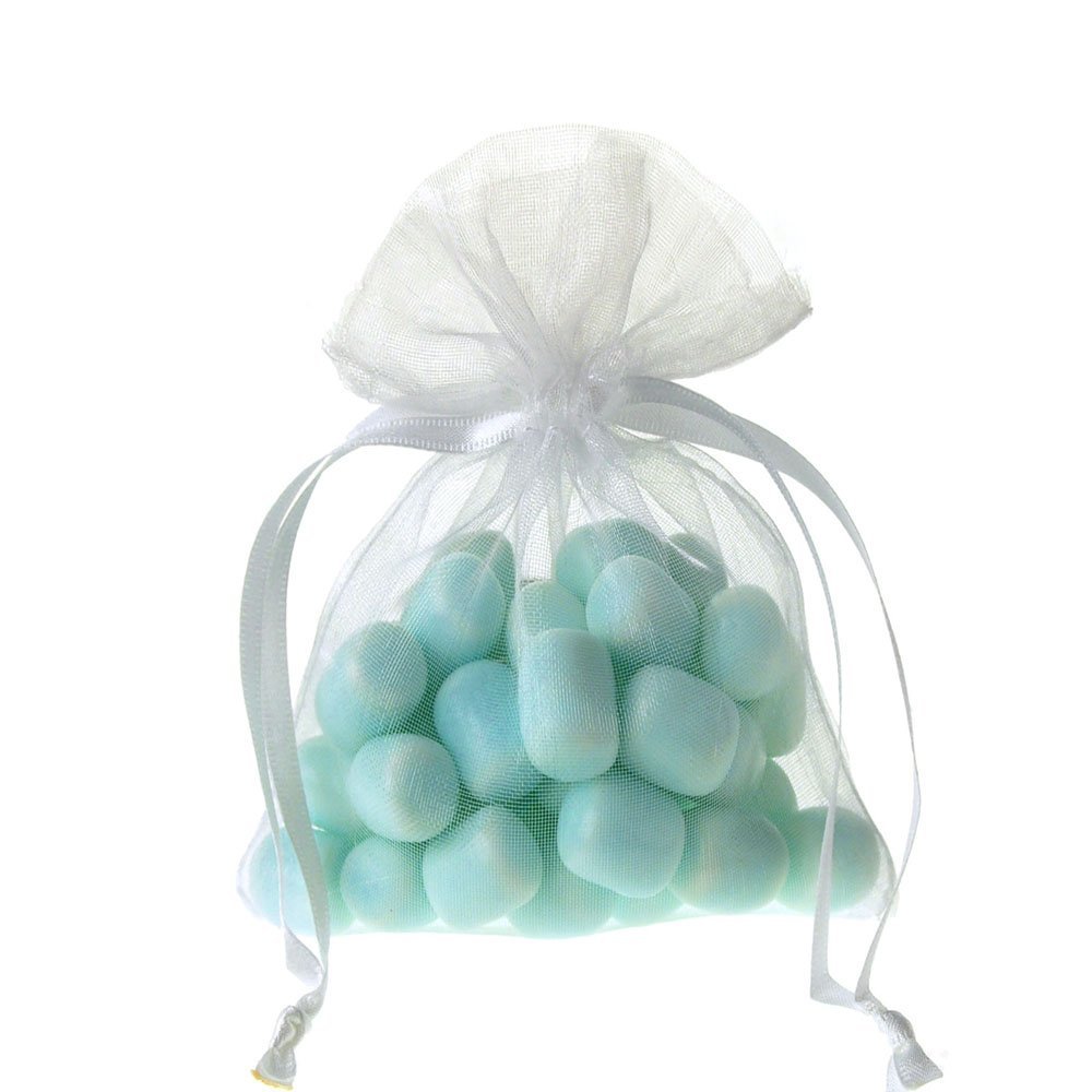Sheer Organza Favor Bags for Weddings & Parties - 12 Pack 4x5 Inch White Gift Pouches - Perfect for Bridal Showers, Baby Showers & Birthday Favors