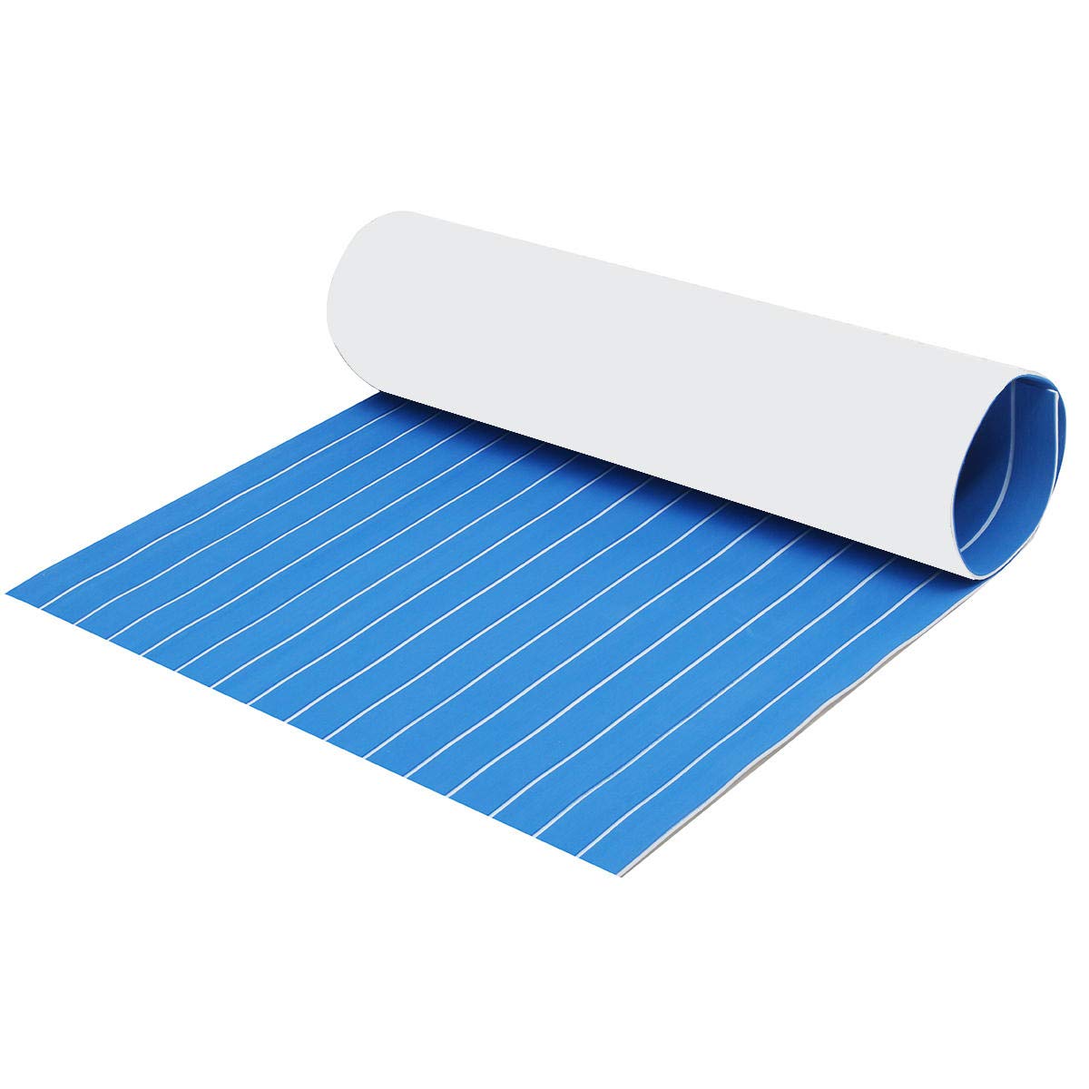 LLBB Blue with White Lines EVA Foam Faux Teak Decking Sheet - Non-Slip Self-Adhesive Boat Flooring Pad for Yacht & Marine Use | Waterproof Deck Mat for Boats, Pools, RV & Outdoor Spaces