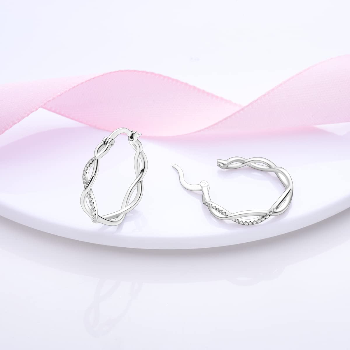 925 Sterling Silver Hoop Earrings for Women - Hypoallergenic Small Boho Dangle Earrings with Rope Design, Double Oval Huggie Hoops for Sensitive Ears | Perfect Gift for Mother's Day, Birthday & Everyday Wear | Elegant Jewelry for Work, Date Night & Special Occasions