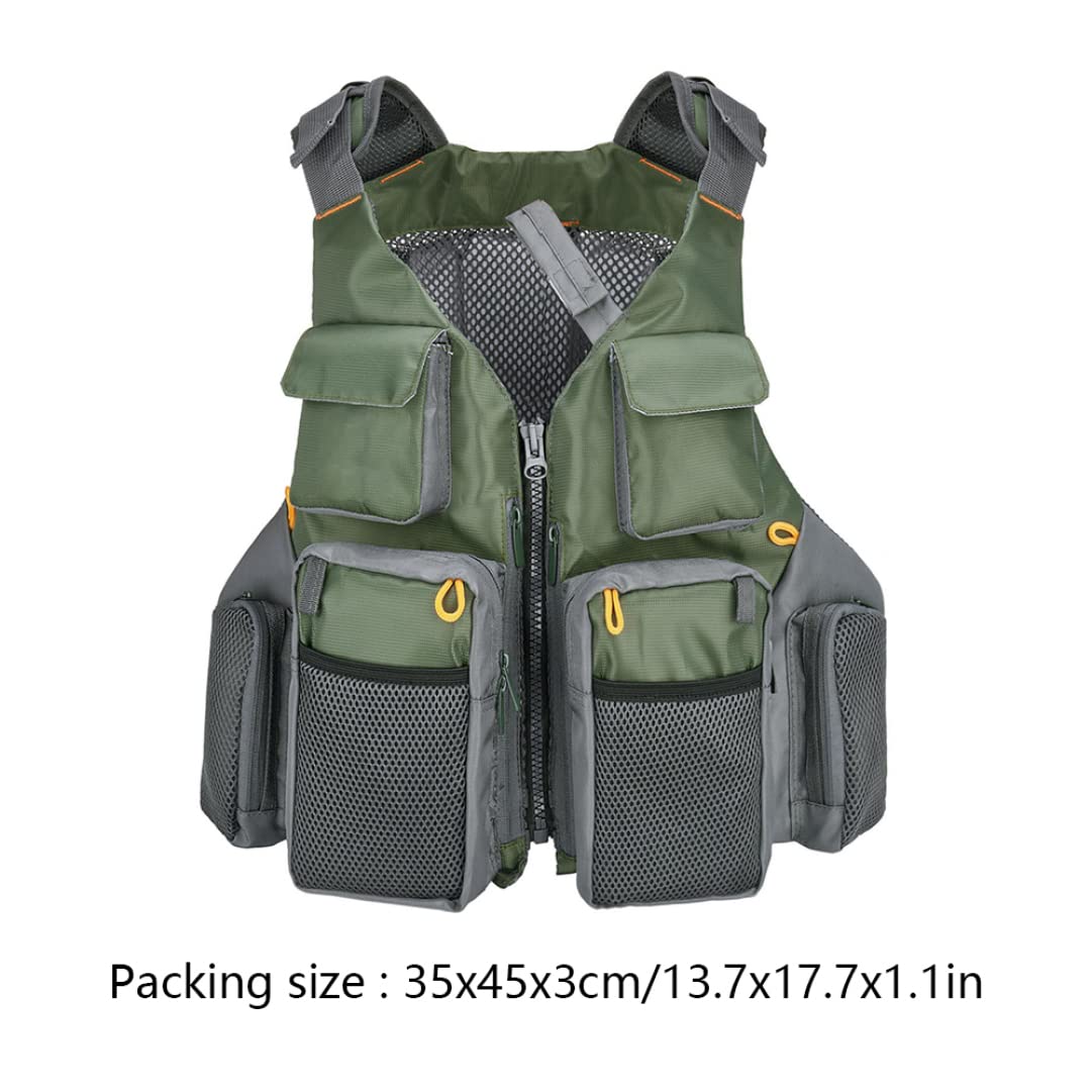 Adjustable Fishing Vest for Men & Women - Breathable Fly Fishing Waistcoat with Shoulder Pockets - Lightweight Outdoor Gear for Trout, Bass Fishing & Hiking