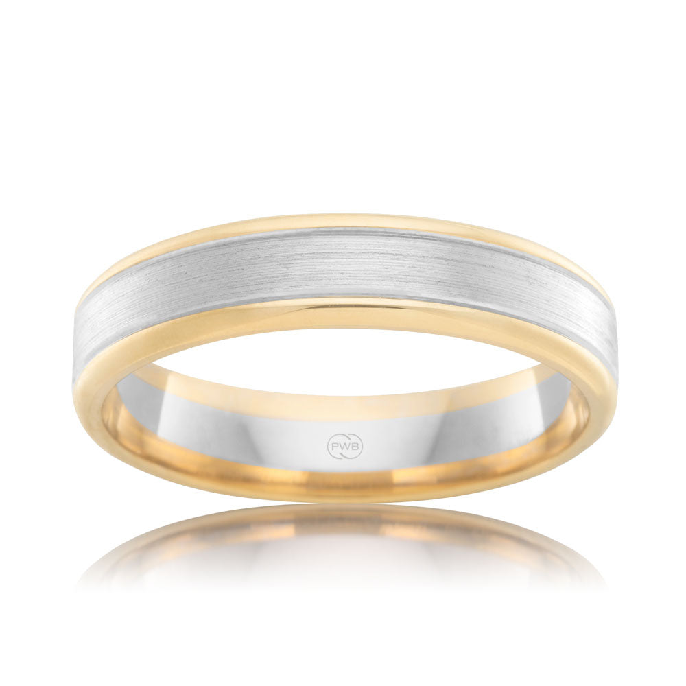 9ct Two Tone 5mm Wedding Band Ring - Size U (US Size 10) - Perfect for Engagement, Anniversary Gifts & Everyday Wear