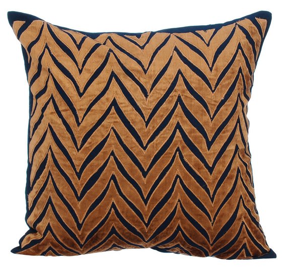 Stylish Navy Blue Chevron Pattern Art Silk Throw Pillow Cover - Perfect for Living Room Sofa, Bedroom Decor & Home Accents